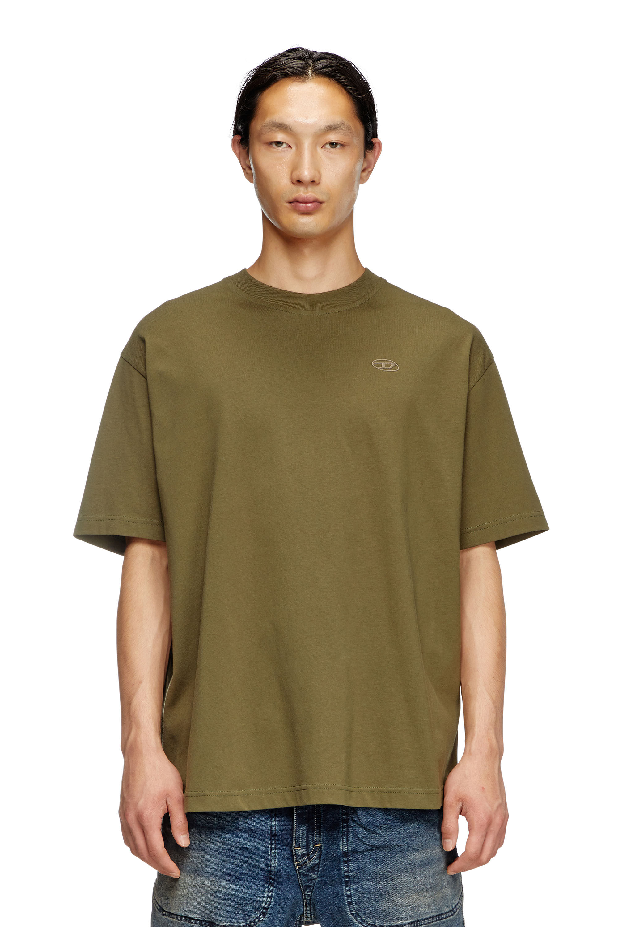 Diesel - T-BOGGY-MEGOVAL-D, Man's T-shirt with maxi oval D embroidery in Green - 3