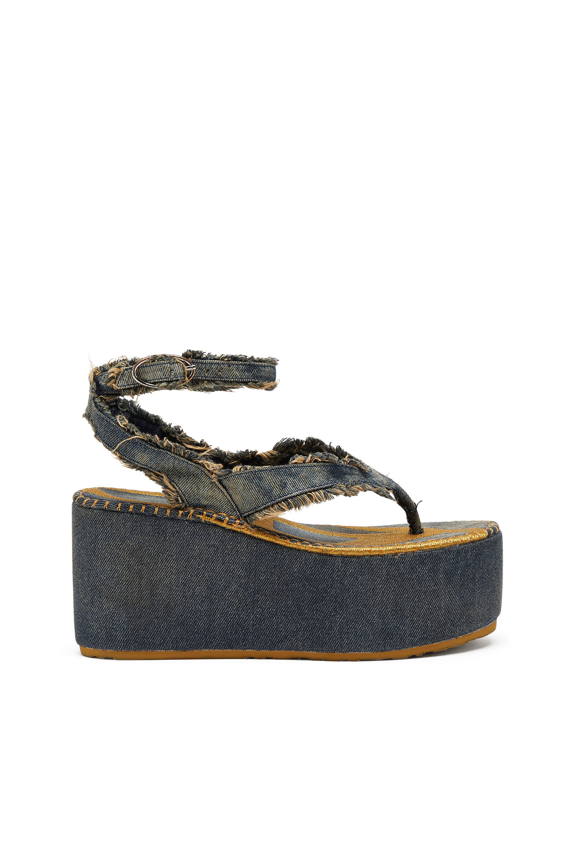 Diesel - SA-NIKOLA SANDAL, Woman's Sa-Nikola - Sandal in denim with frayed details in Blue/Grey - 1