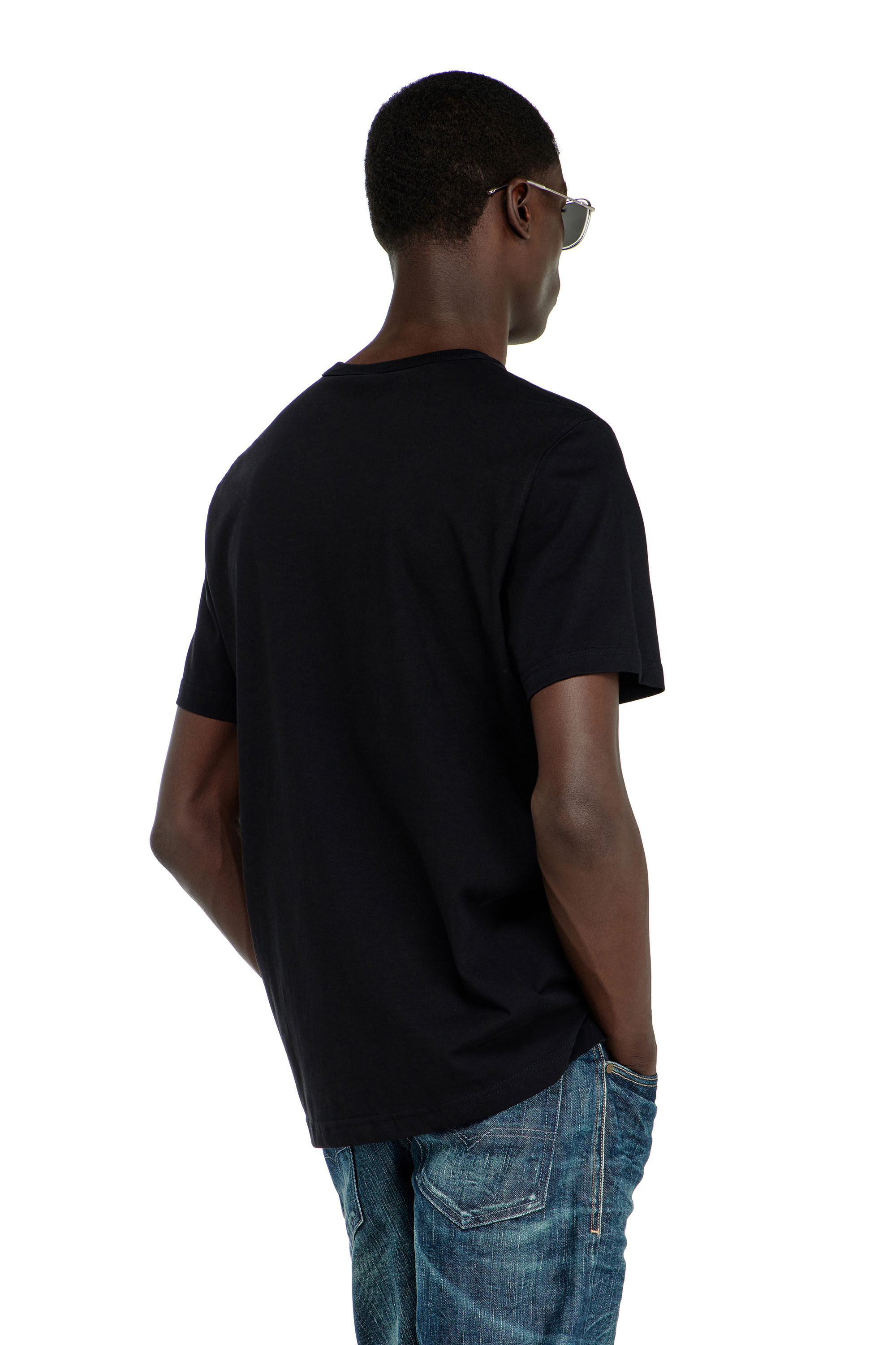 Men's T-shirt with metallic Oval D | Black | Diesel LU