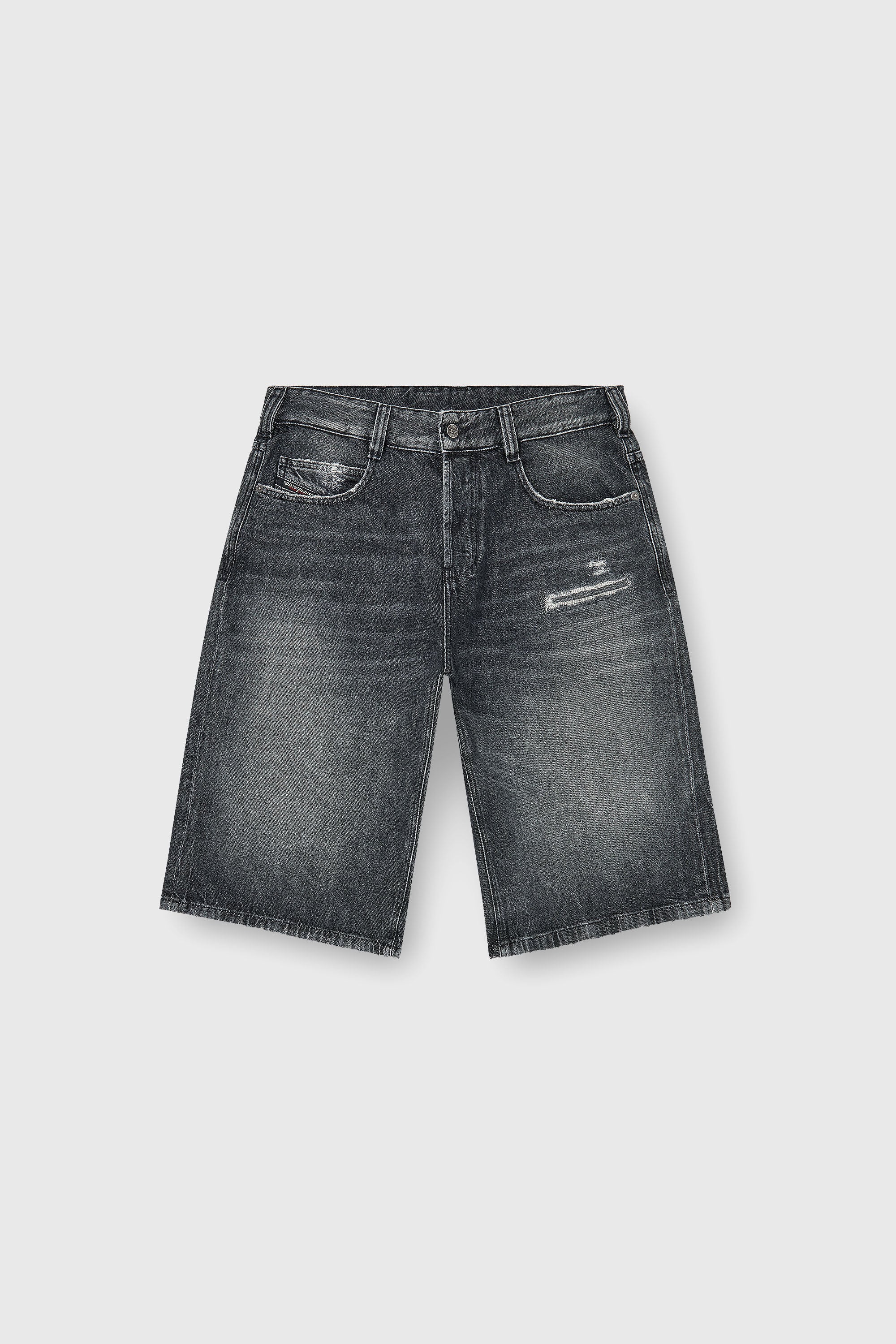 Diesel - D-ENIM-M-SHORT, Unisex's Denim relaxed shorts with abrasions in Dark grey - 2