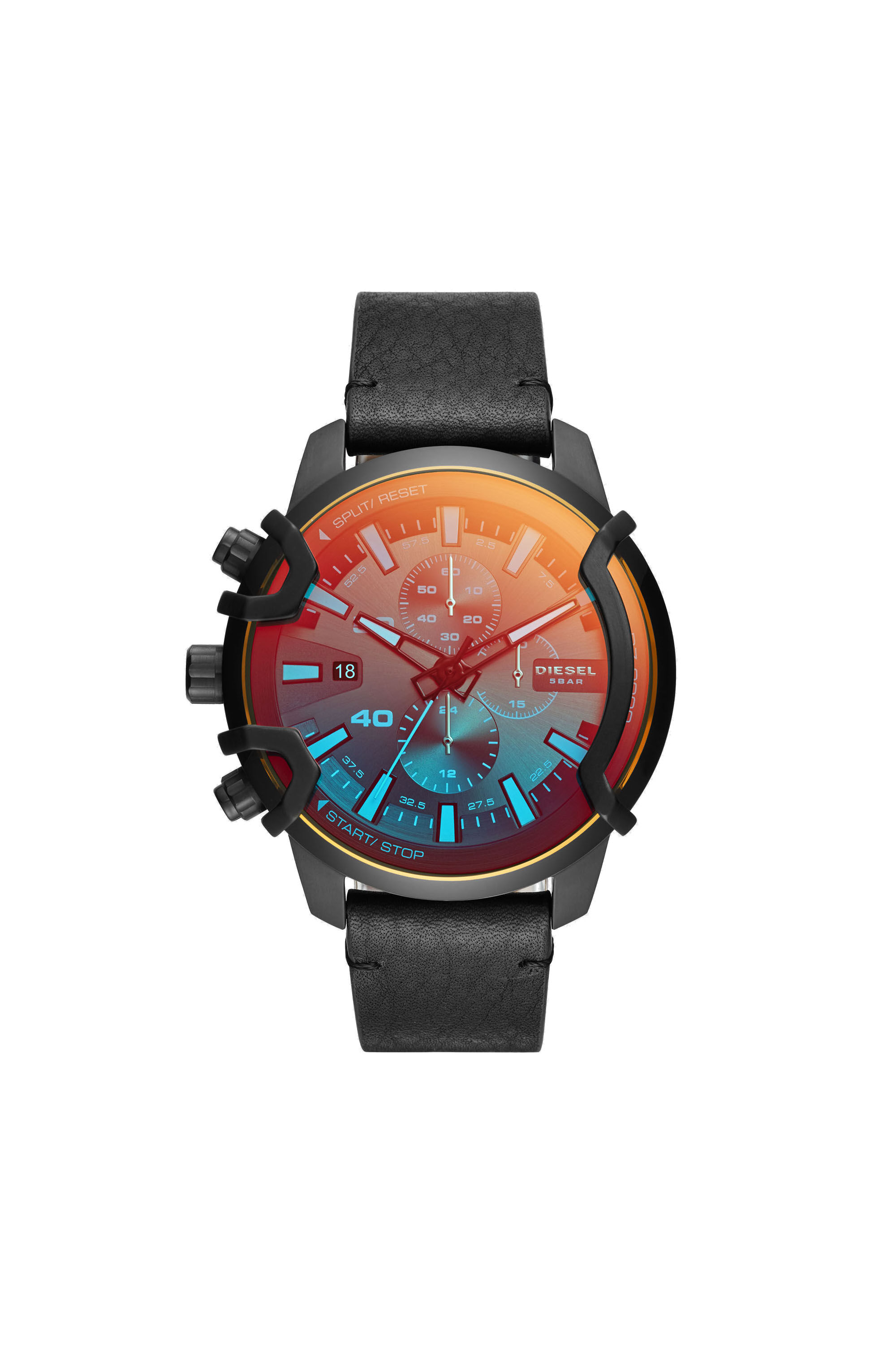 DZ4519 Man Griffed chronograph black leather watch Diesel