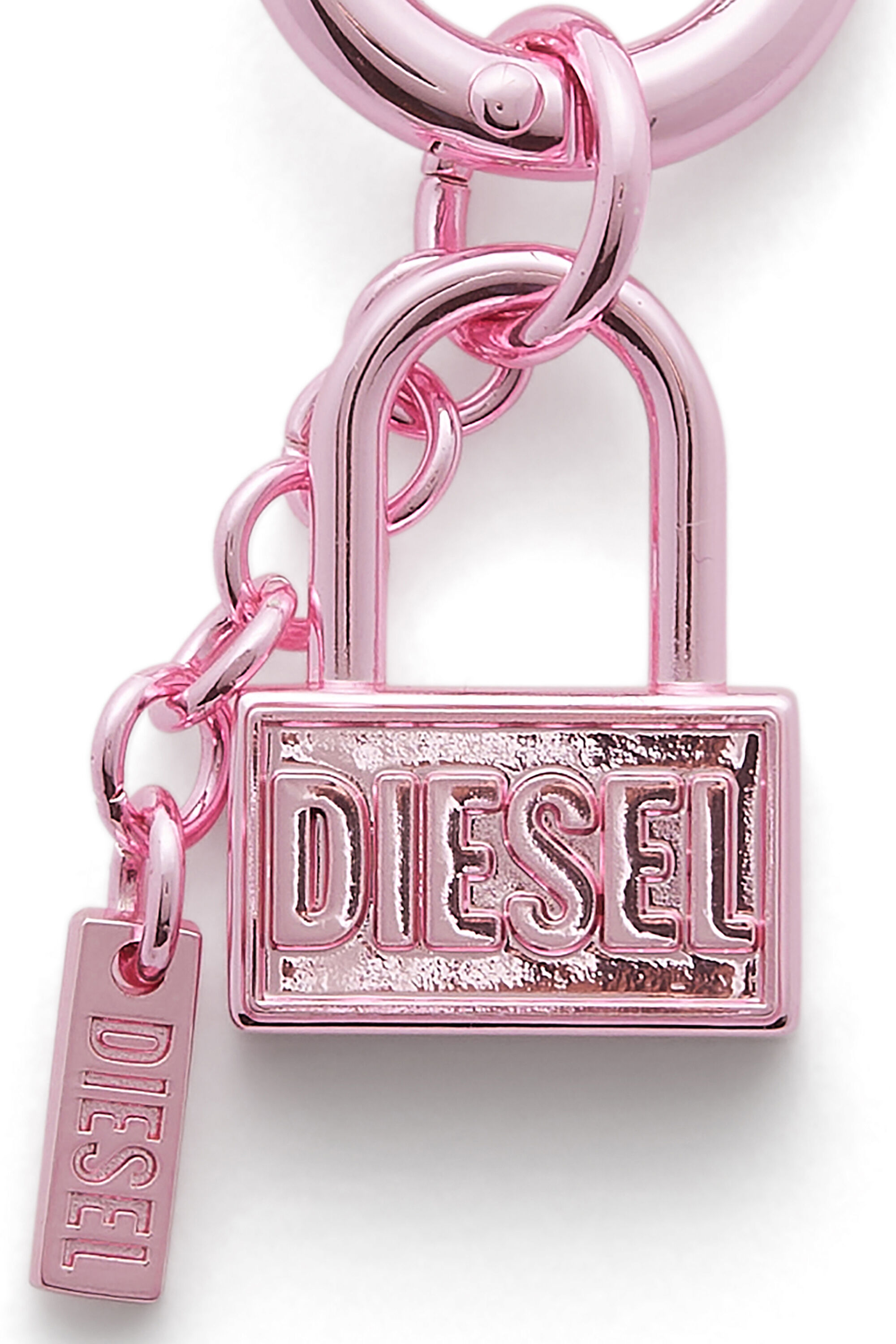 Diesel - CHARM-LOCK, Unisex's Metal keyring charm with padlock design in Pink - 3