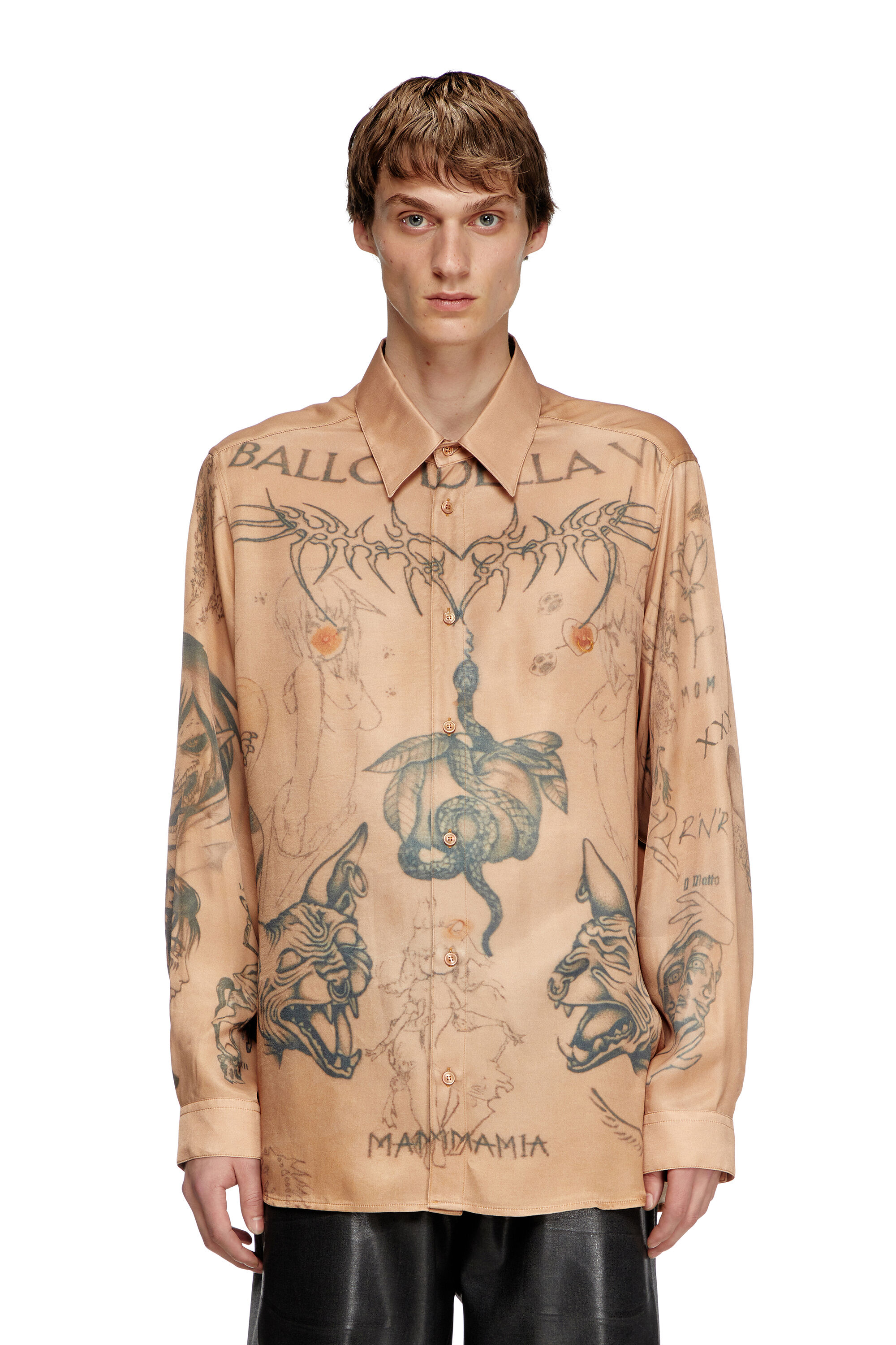 Tシャツ・カットソー DIESEL Women Tops A18949007AZ33S Beige Women's Top in overdyed floating-thread denim | Beige | Diesel