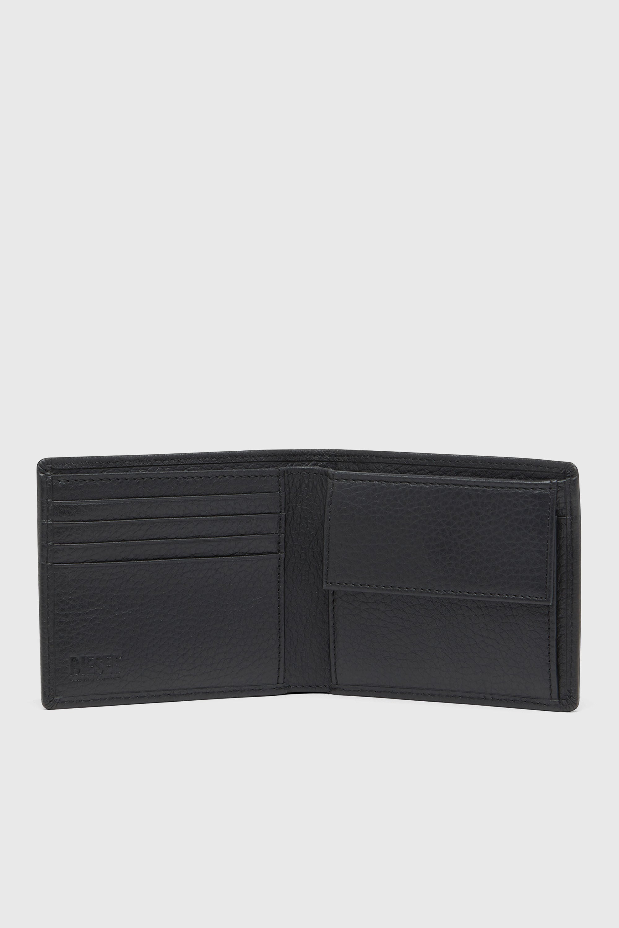 Diesel - BI FOLD COIN S, Man's Bi-fold wallet in grainy leather in Black - 3