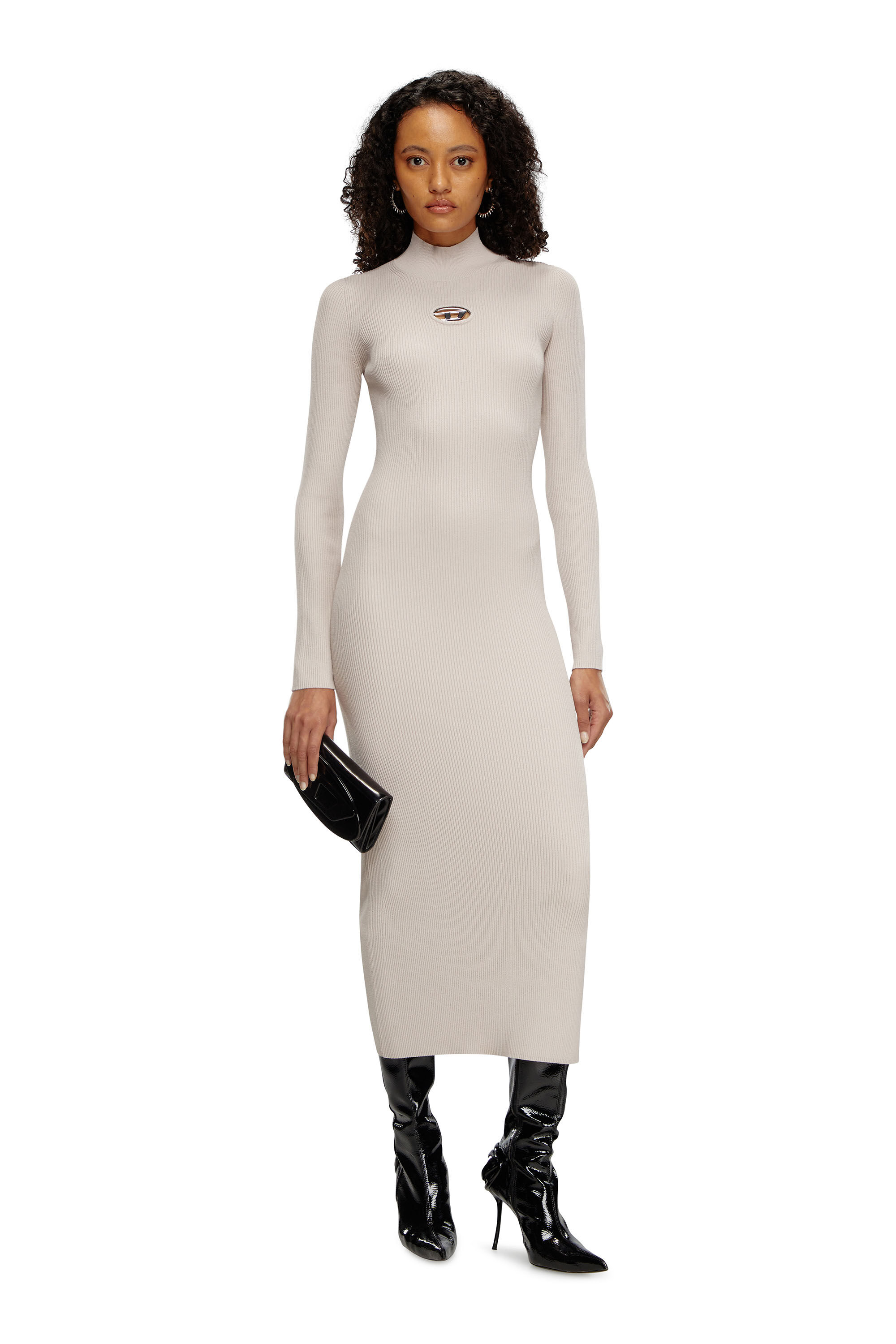 Women s Midi dress in ribbed knit Grey Diesel