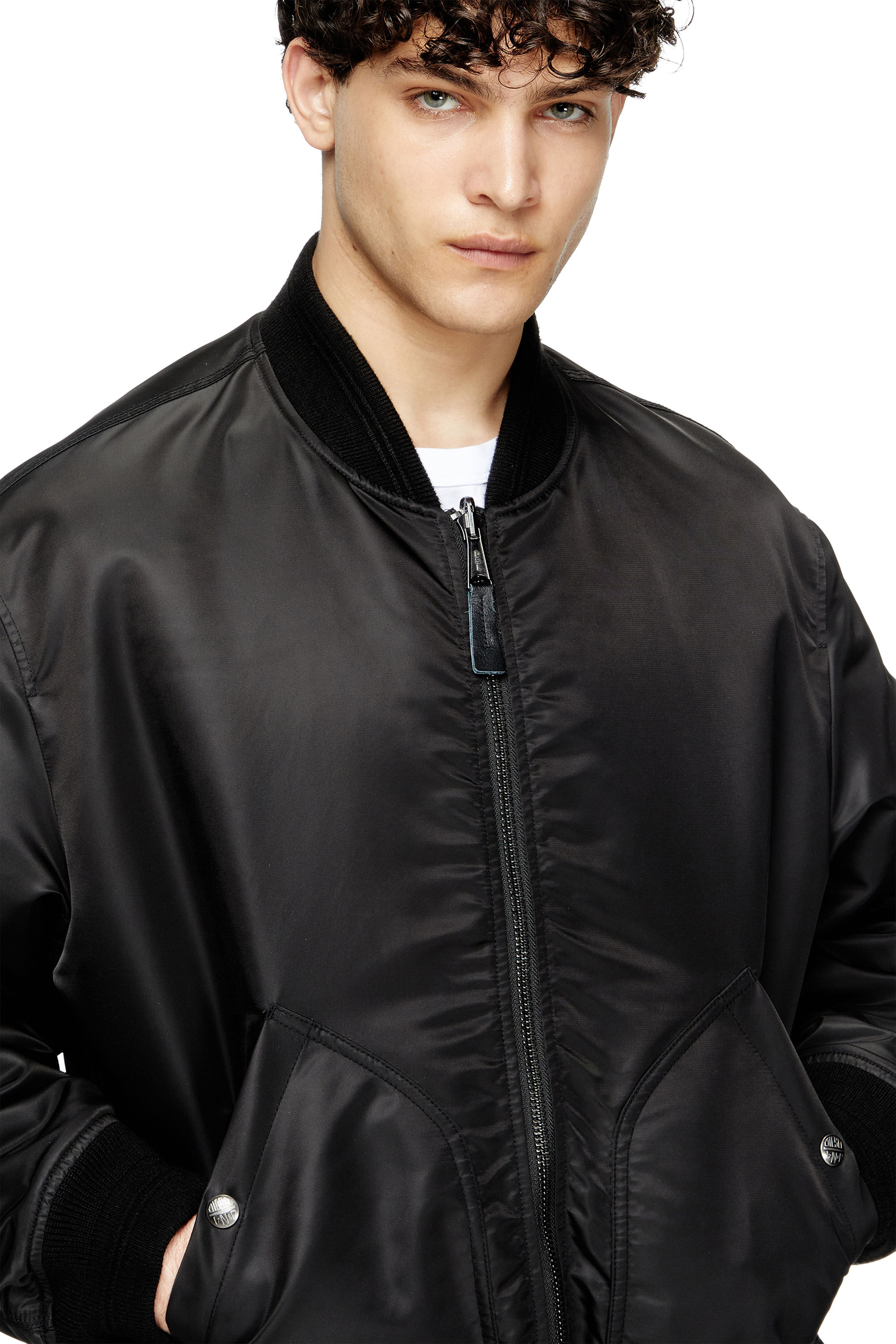 Men's Bomber jacket in padded nylon with Oval D | Black | Diesel LU