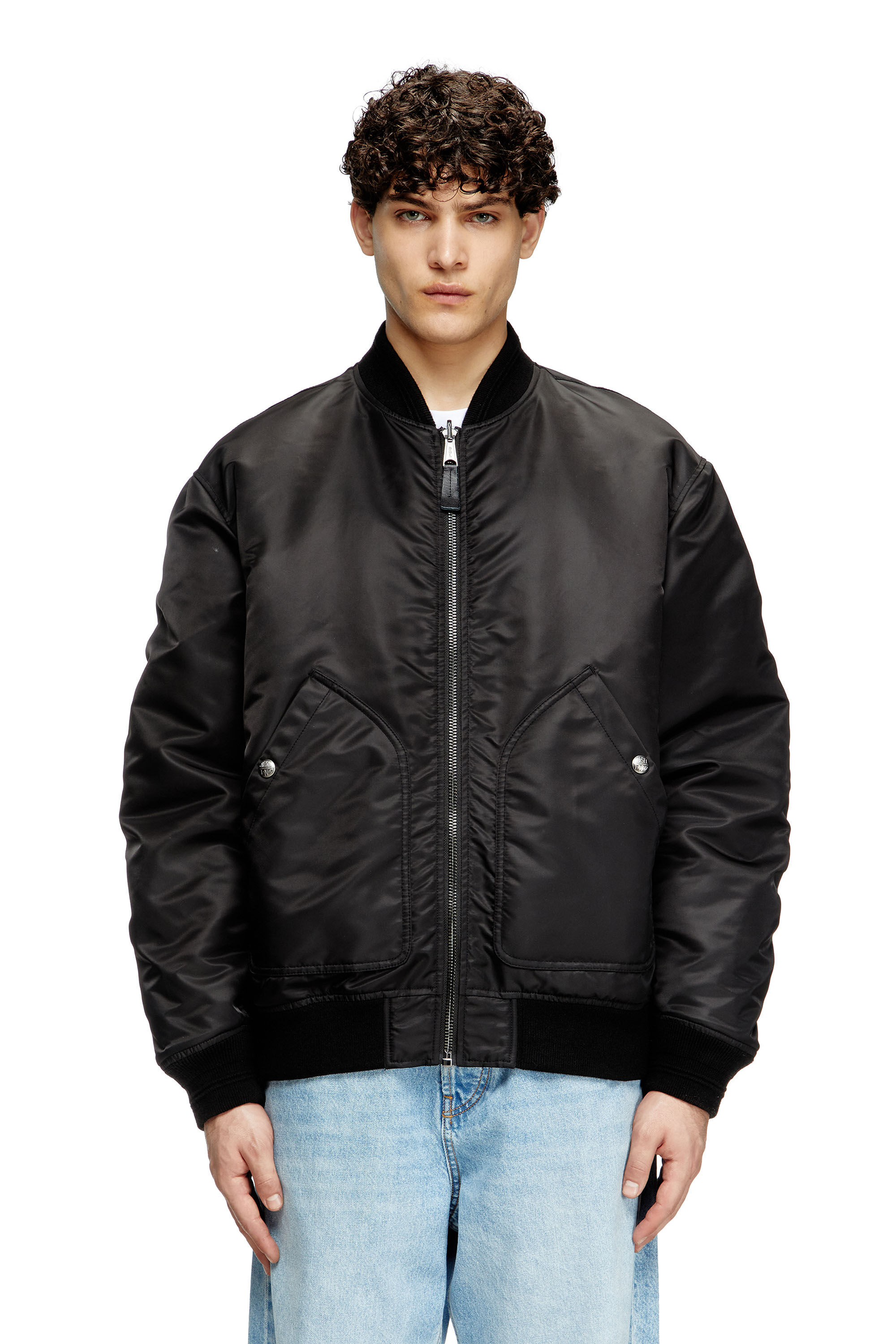 Men's Bomber jacket in padded nylon with Oval D | Black | Diesel LU