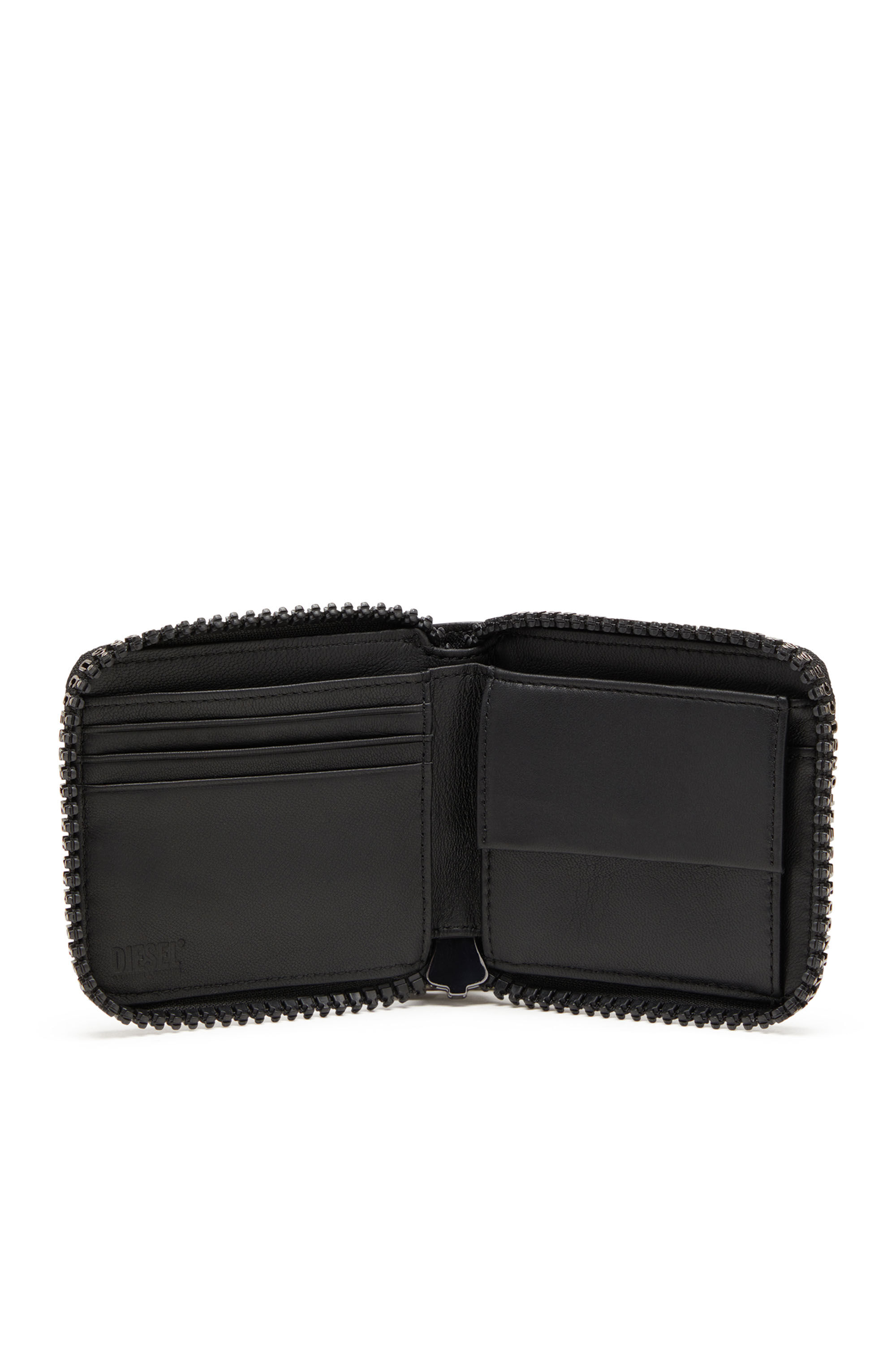 Wallet compartment bag／お財布バッグ／black LOUNGEFLY EMBOSSED SKULL ZIP AROUND WALLET | PURPLE LEOPARD