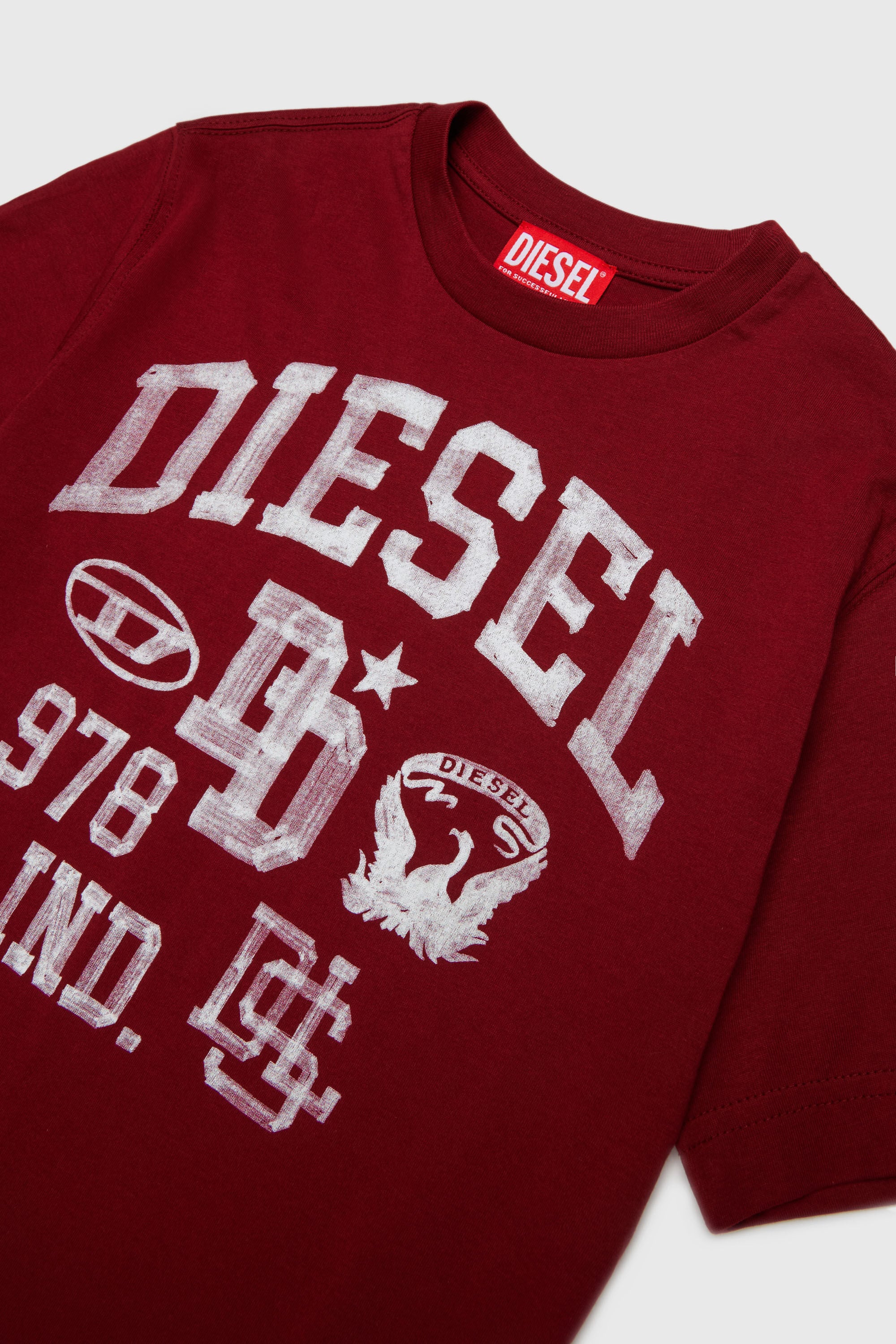 Diesel - TBAND OVER, Man's Cotton T-shirt with varsity graphics in Red - 3