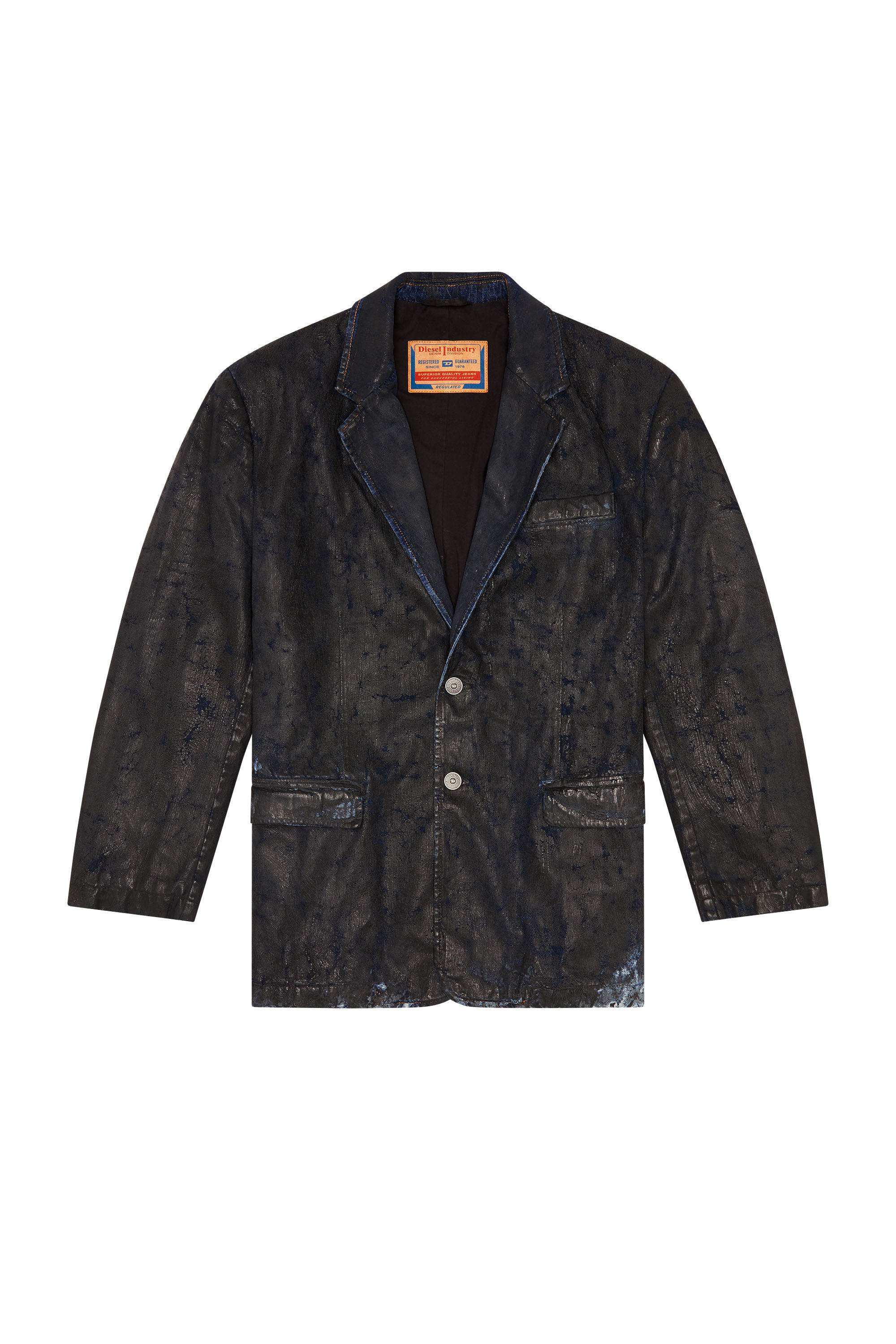 Men's Denim blazer with craquelé coating | Black | Diesel