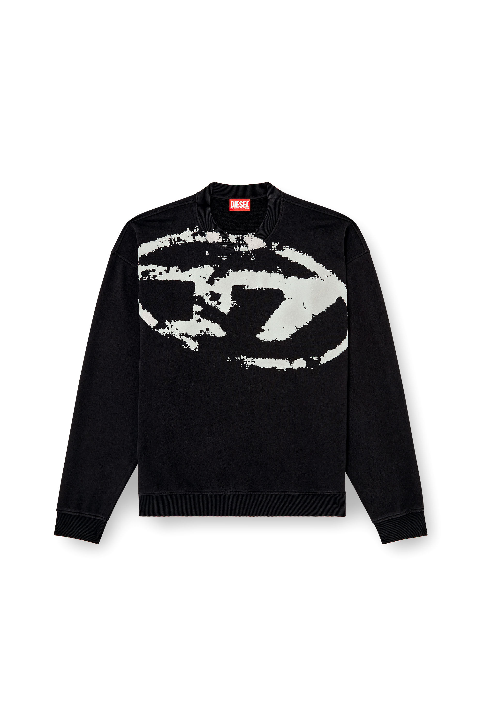 Diesel - S-BOXT-N5, Man's Sweatshirt with distressed flocked logo in Black - 2