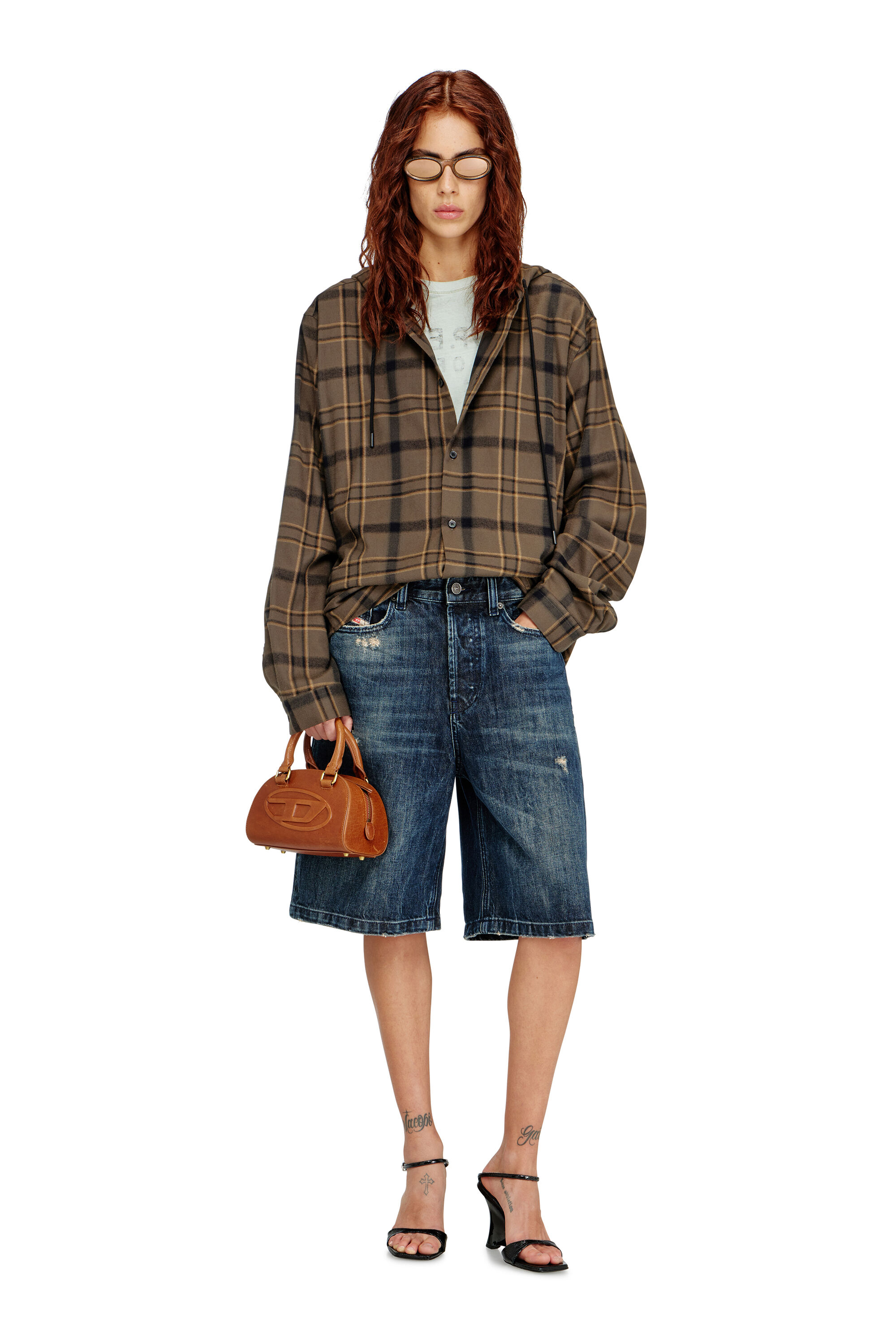 Diesel - 1DR DOME CROSSBODY, Woman's 1DR Dome-Mini bowling bag in pull-up leather in Camel - 7