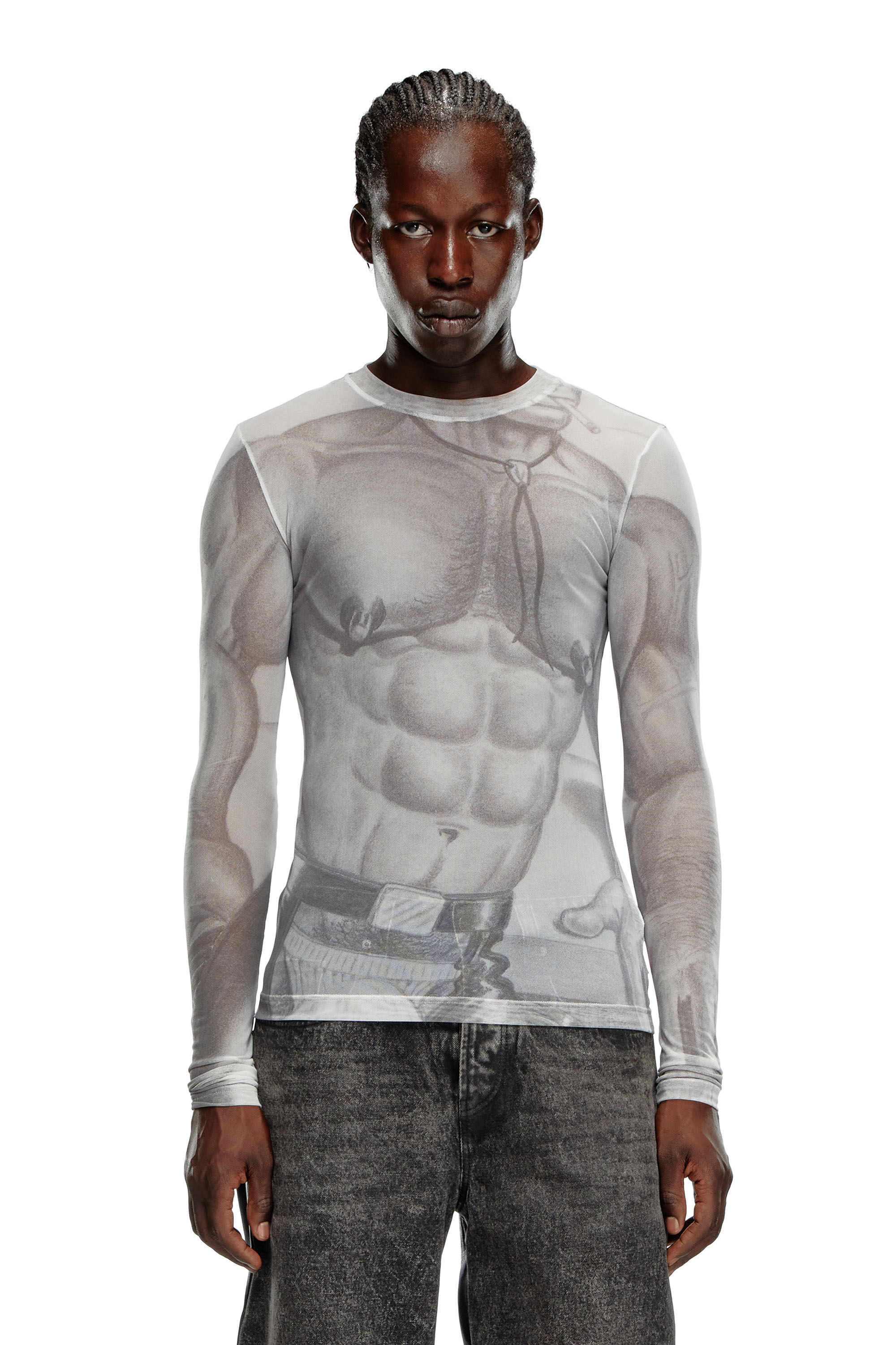 Diesel - PR-T-SIELAR-HUN, Unisex's Mesh top with all-over print in White - 3