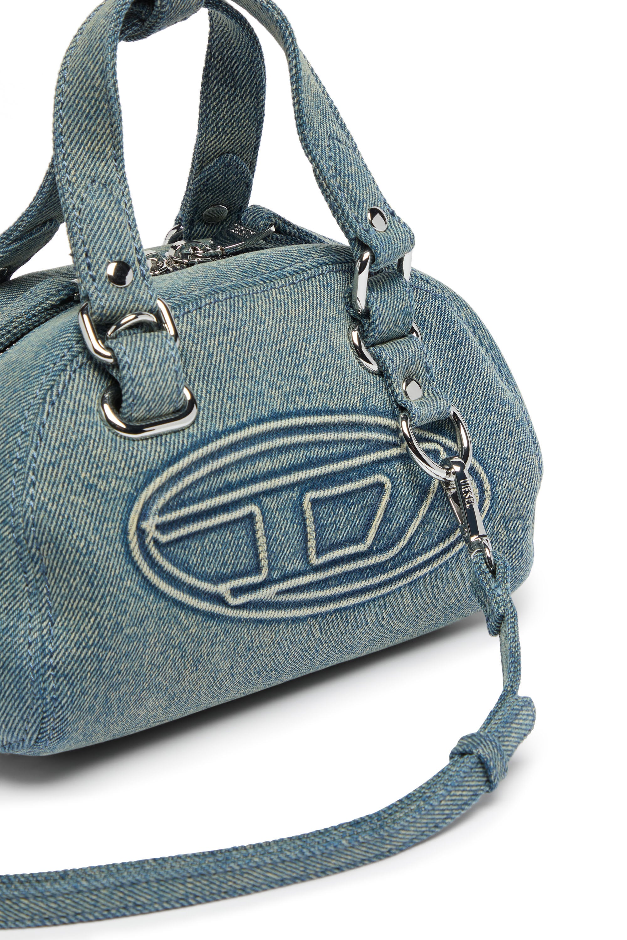Diesel - 1DR DOME SOFT CROSSBODY, Unisex's 1DR Dome-Small bowling bag in denim with Oval D logo in Light Blue - 5