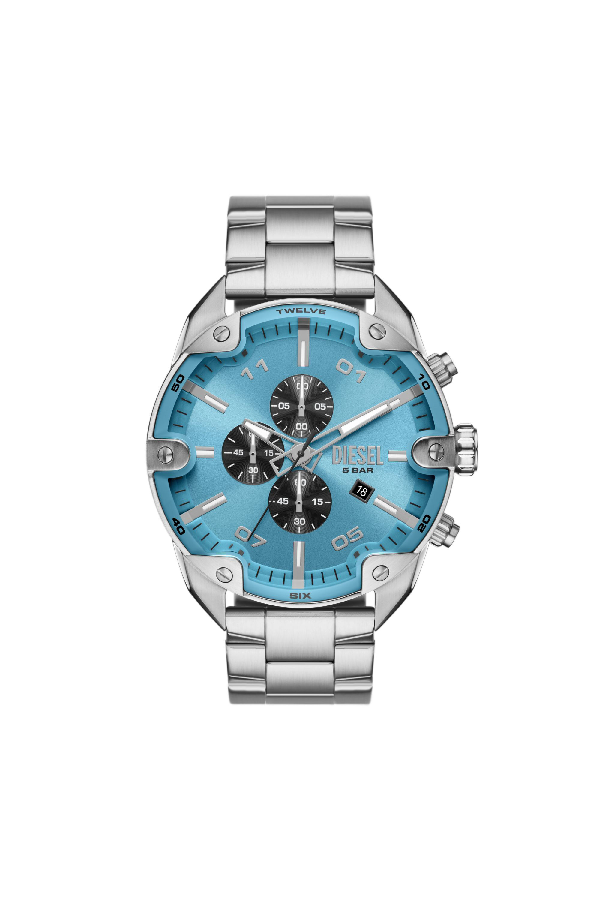 Men's Spiked chronograph stainless steel watch | Silver | Diesel LU