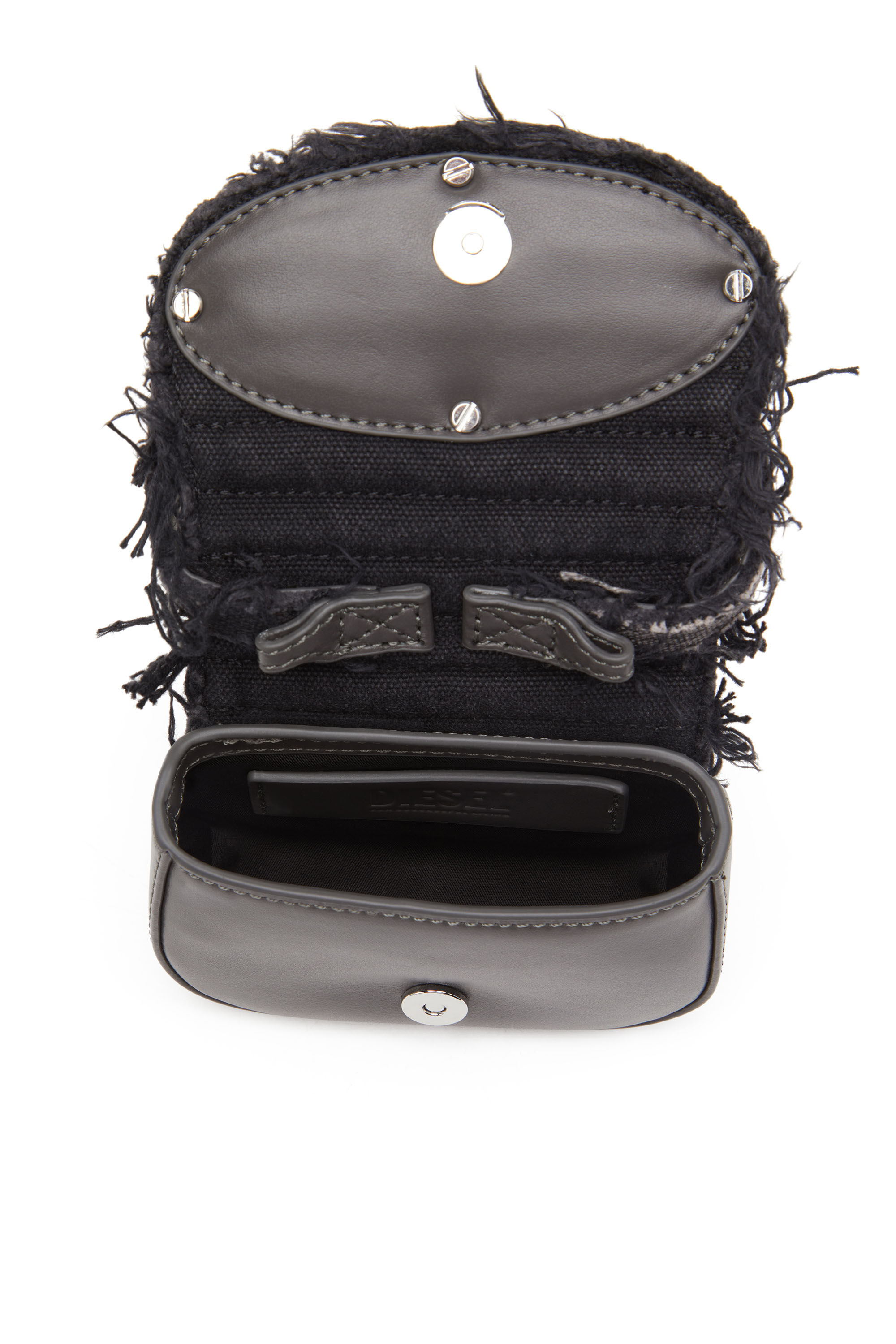 Diesel 1DR XS Mini Bag with D Plaque Black in Nappa Leather with