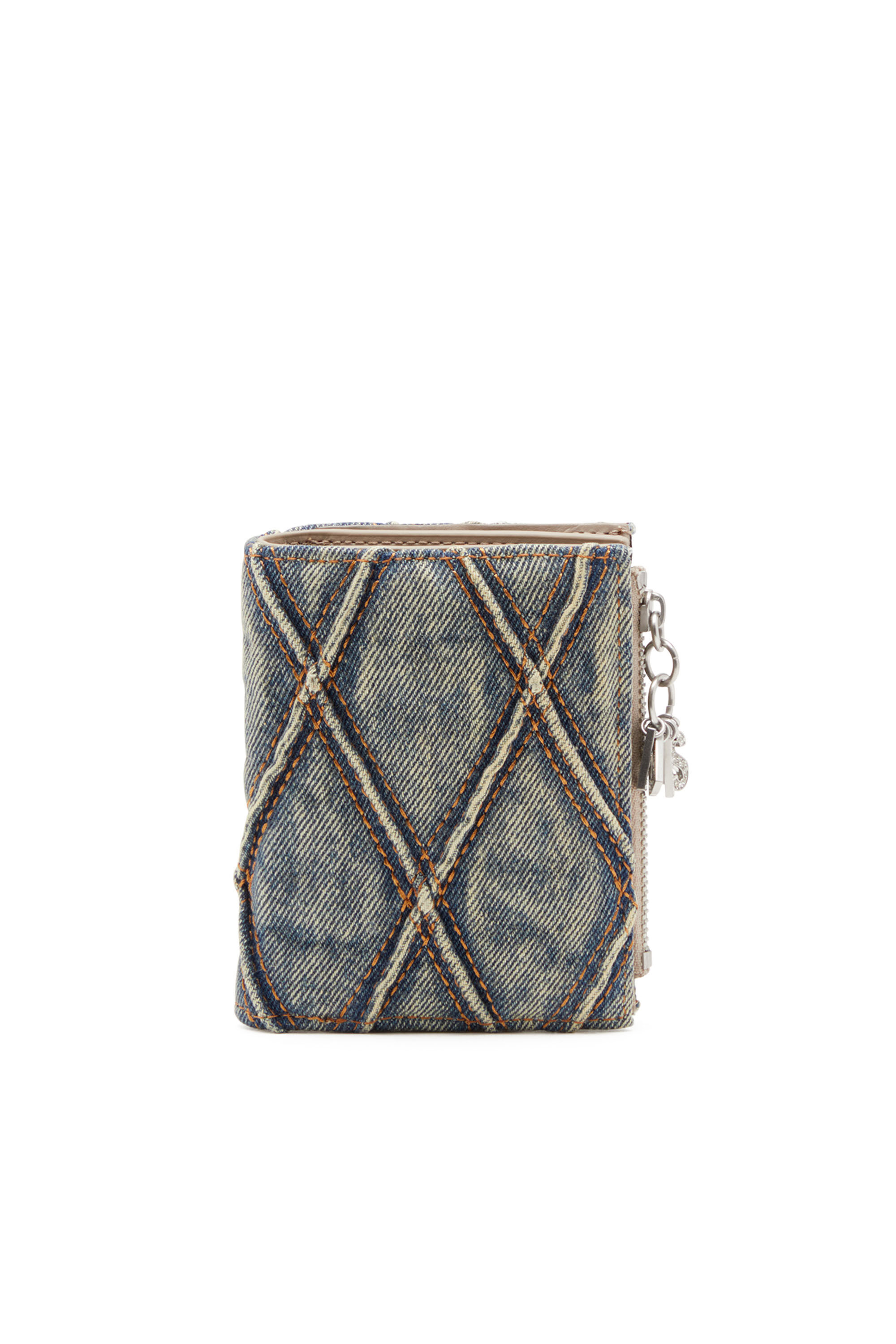 Women's Small wallet in Argyle quilted denim | Blue | Diesel