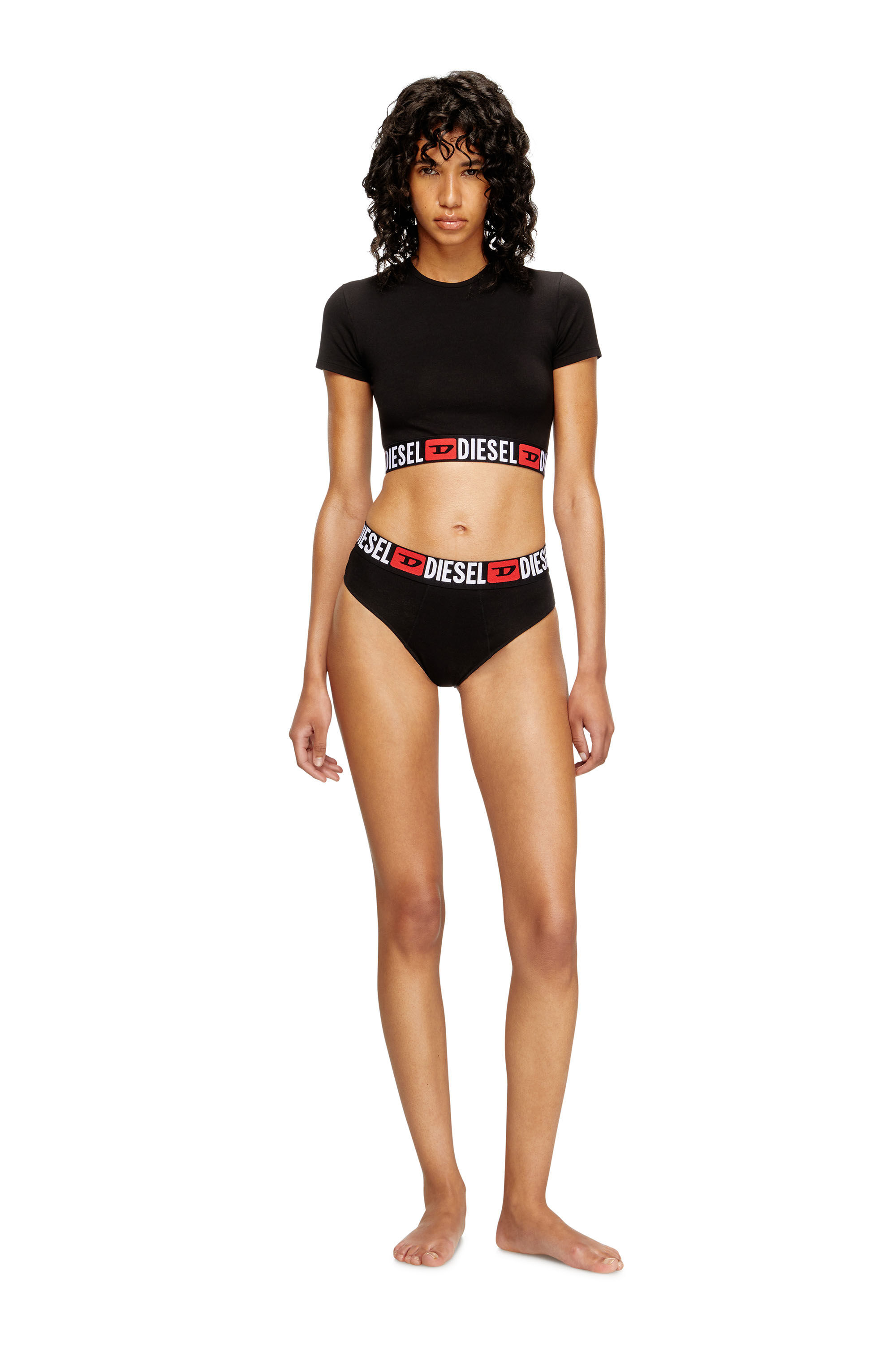 Diesel - IRMA-D-CORE, Woman's Cropped top with logo band in Black - 1