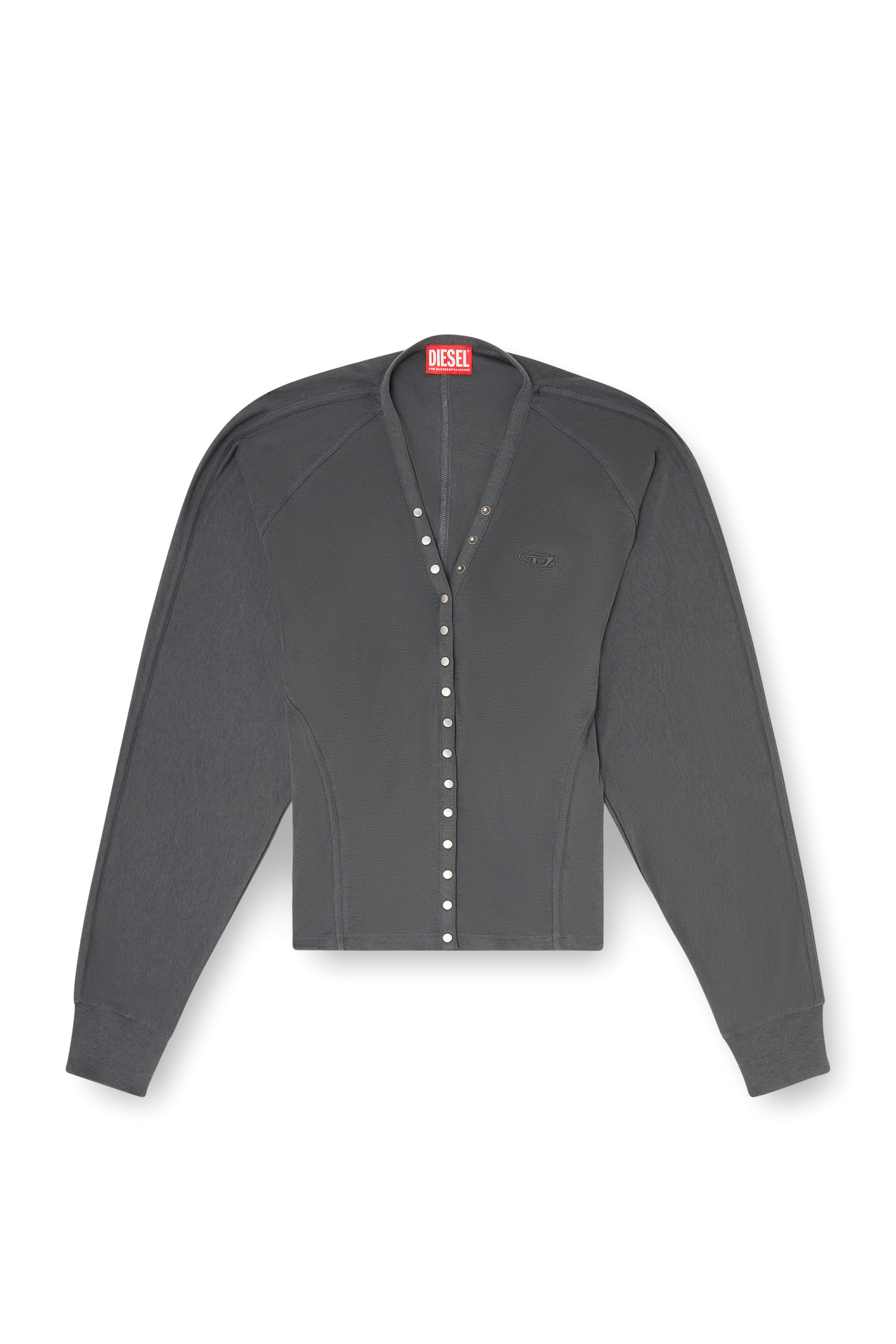 Diesel - T-ISERINA, Woman's Tencel-blend cardigan top with batwing sleeves in Grey - 2