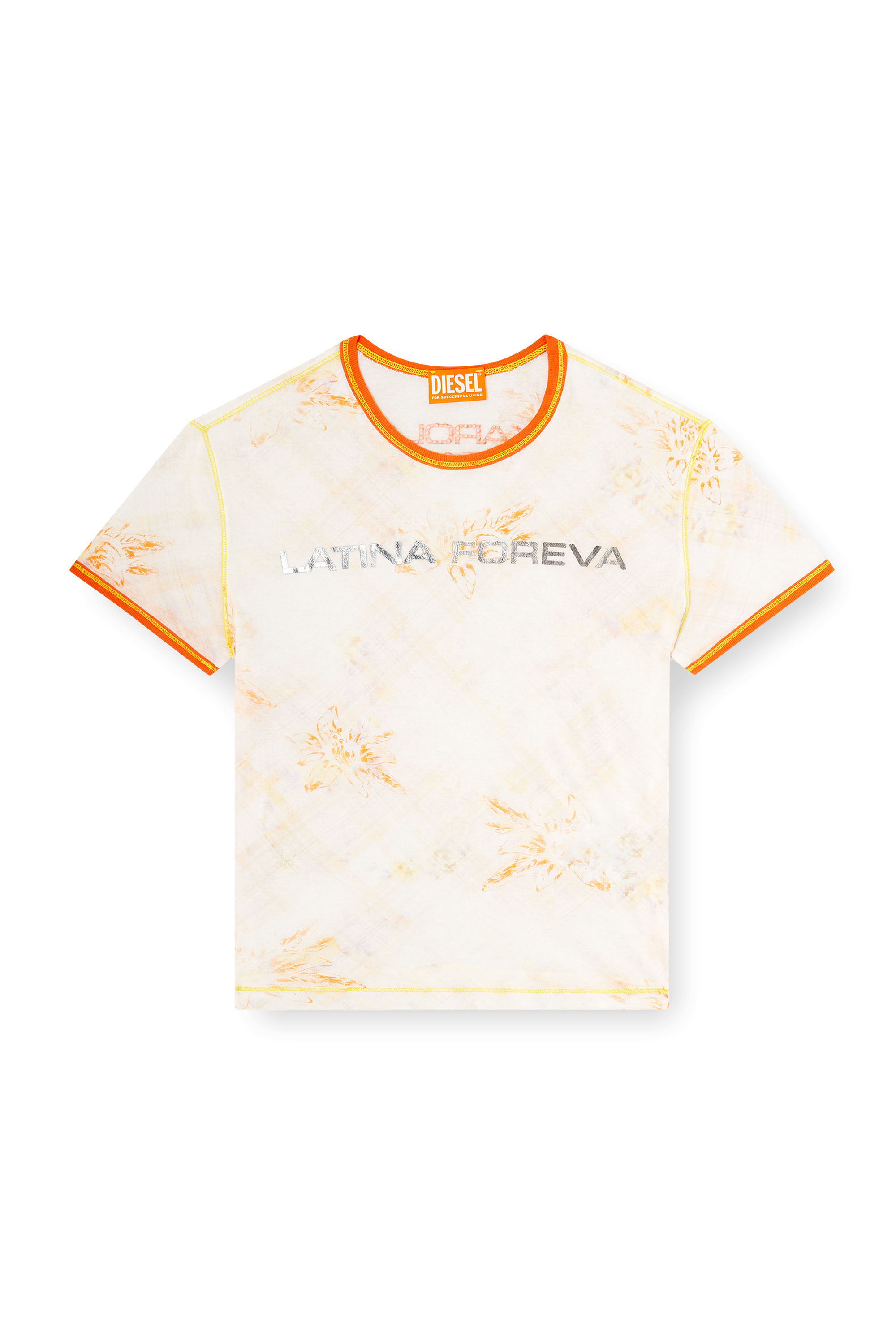 Diesel - T-UNCUTIE-KG, Woman's T-shirt with Latina Foreva print in White/Orange - 2