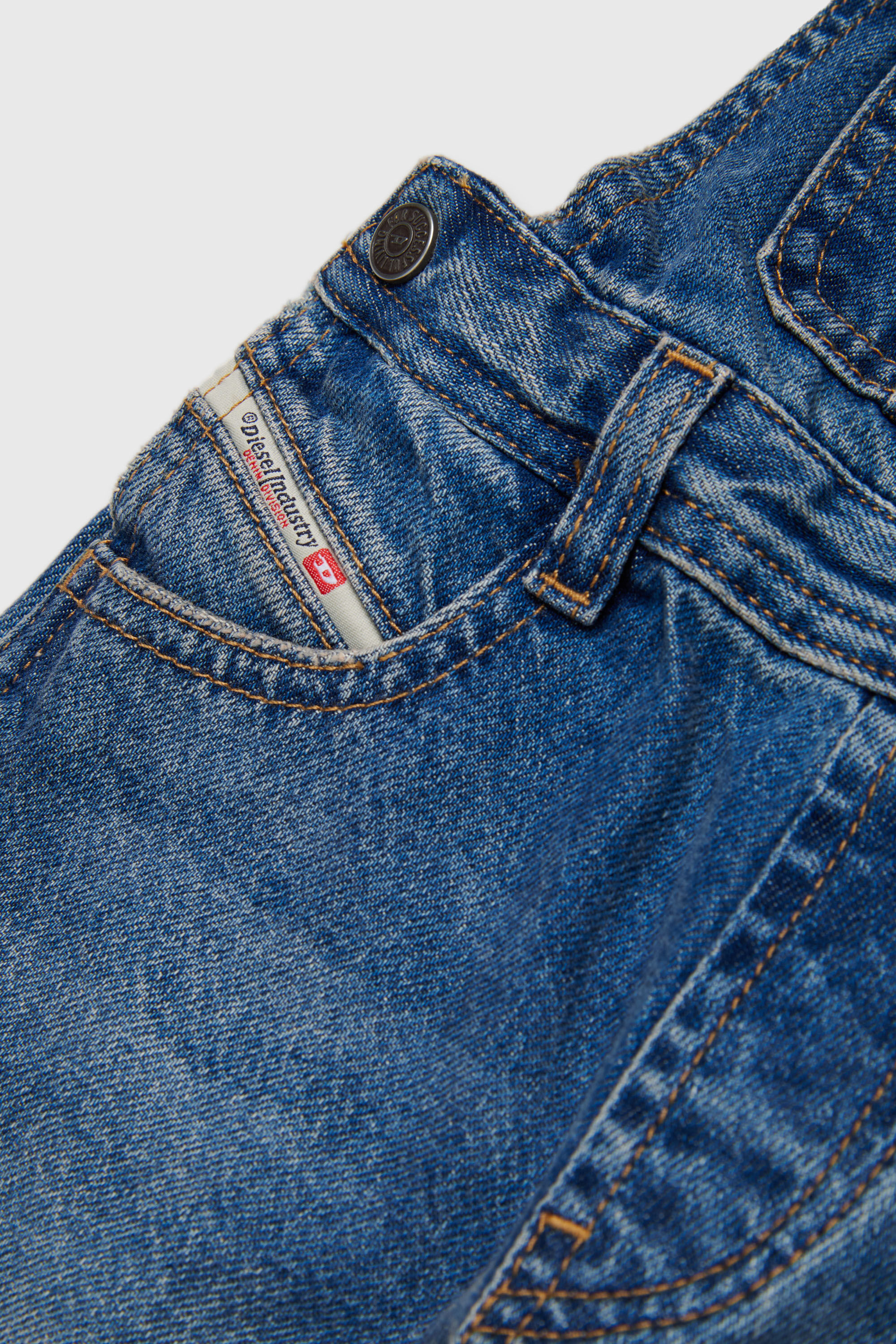 Diesel - JARYB, Unisex's Denim dungarees with logo embroidery in Medium blue - 4