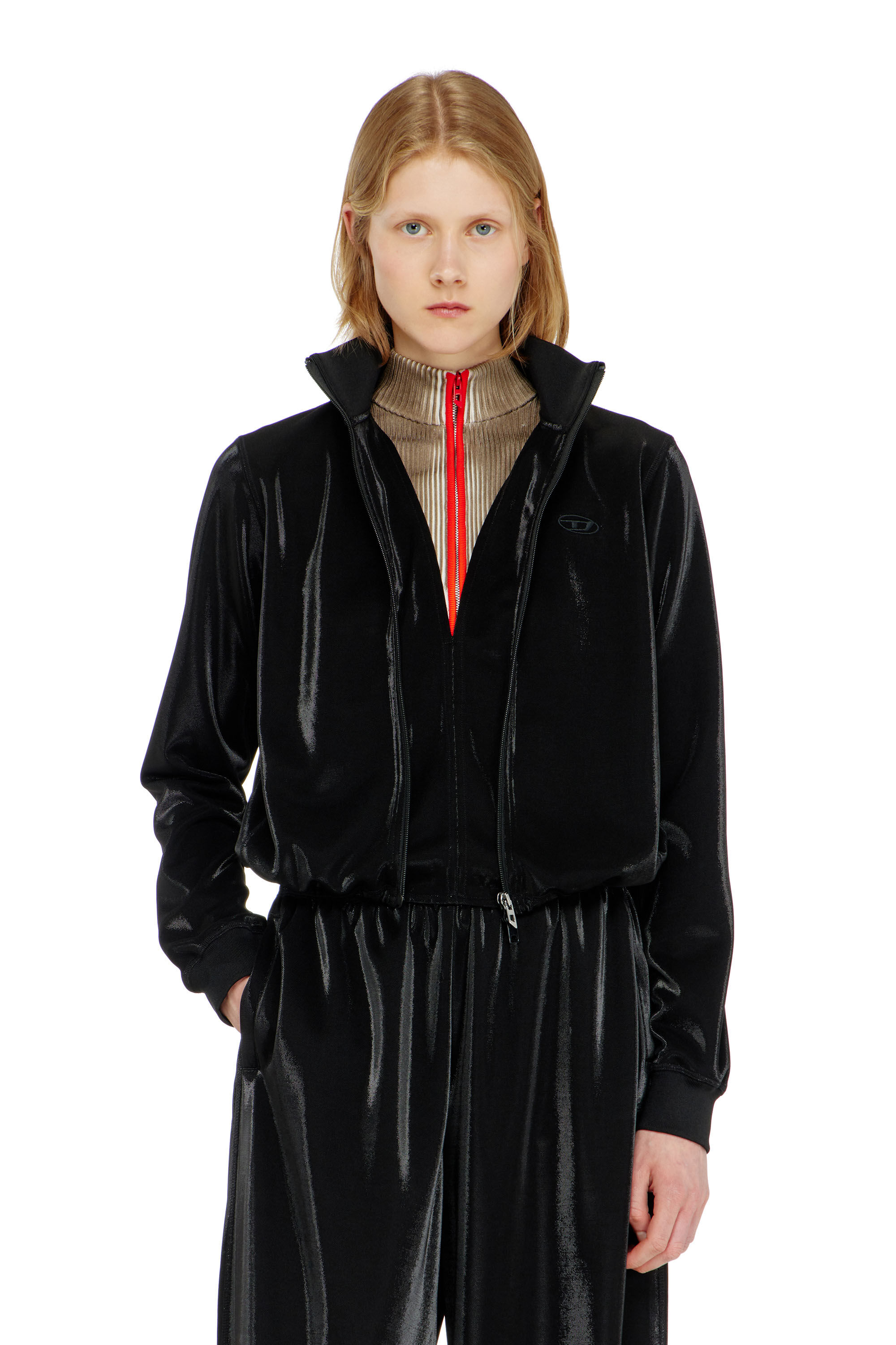 Diesel - F-ROSY, Woman's Zipped sweatshirt with shiny piquet effect in null - 3