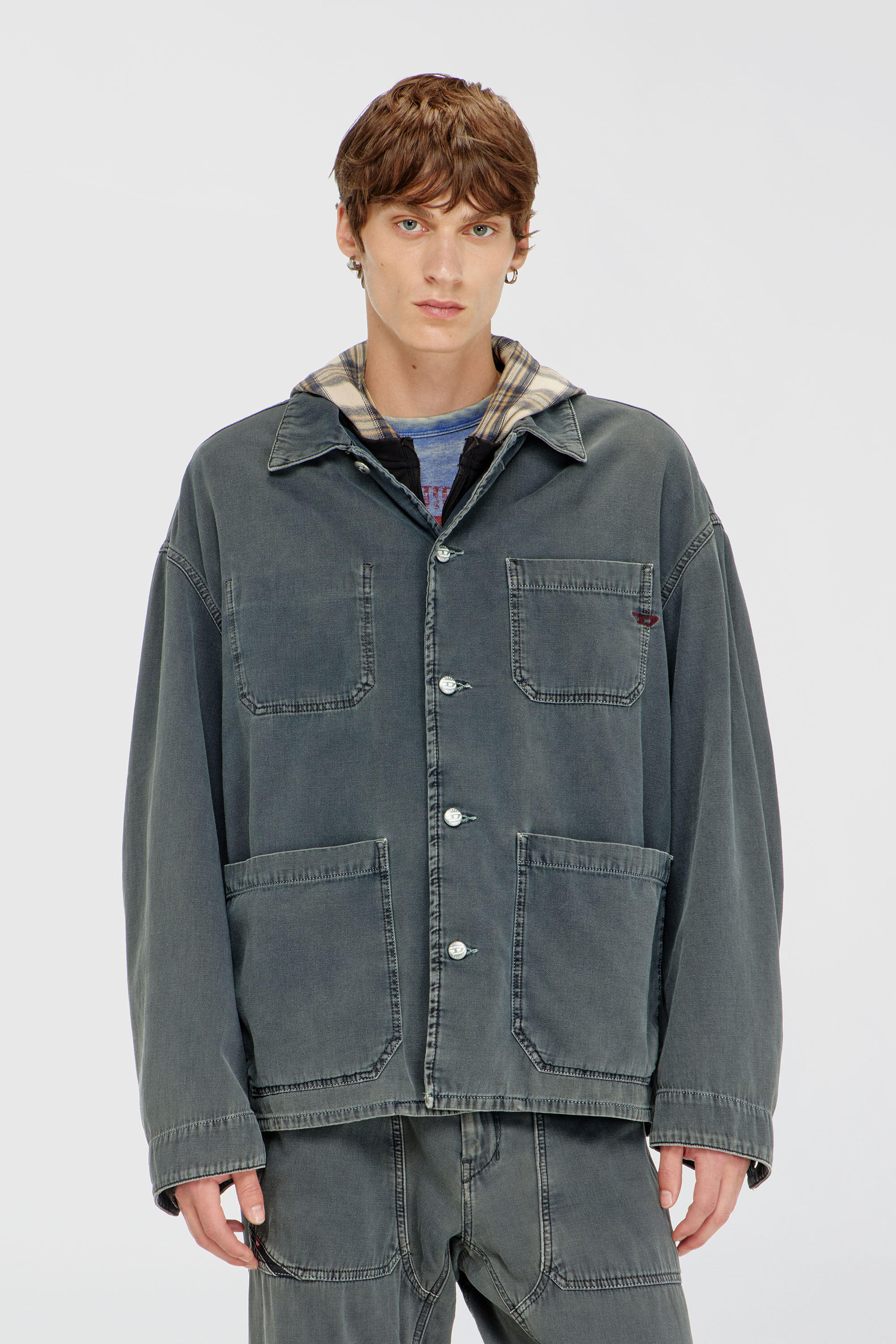 Diesel - D-STACK-U, Unisex's Utility-style jacket in coloured denim in Grey - 3