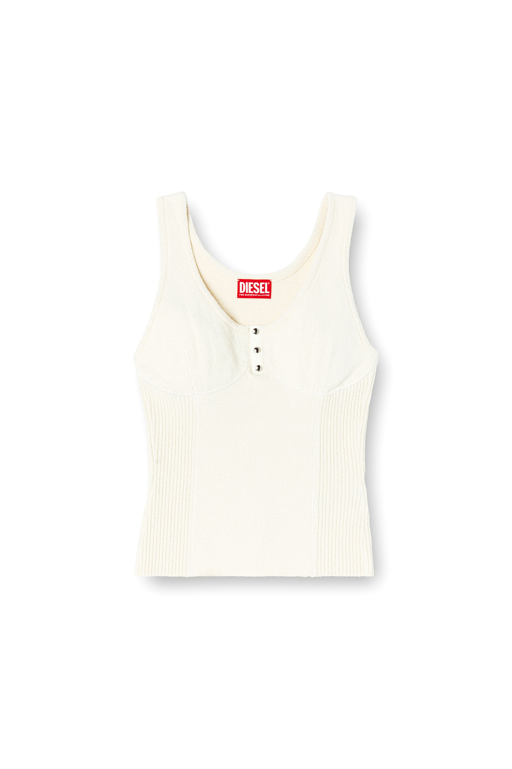 Diesel - M-LIANNE, Woman's Knitted tank top with bustier-effect in White - 2