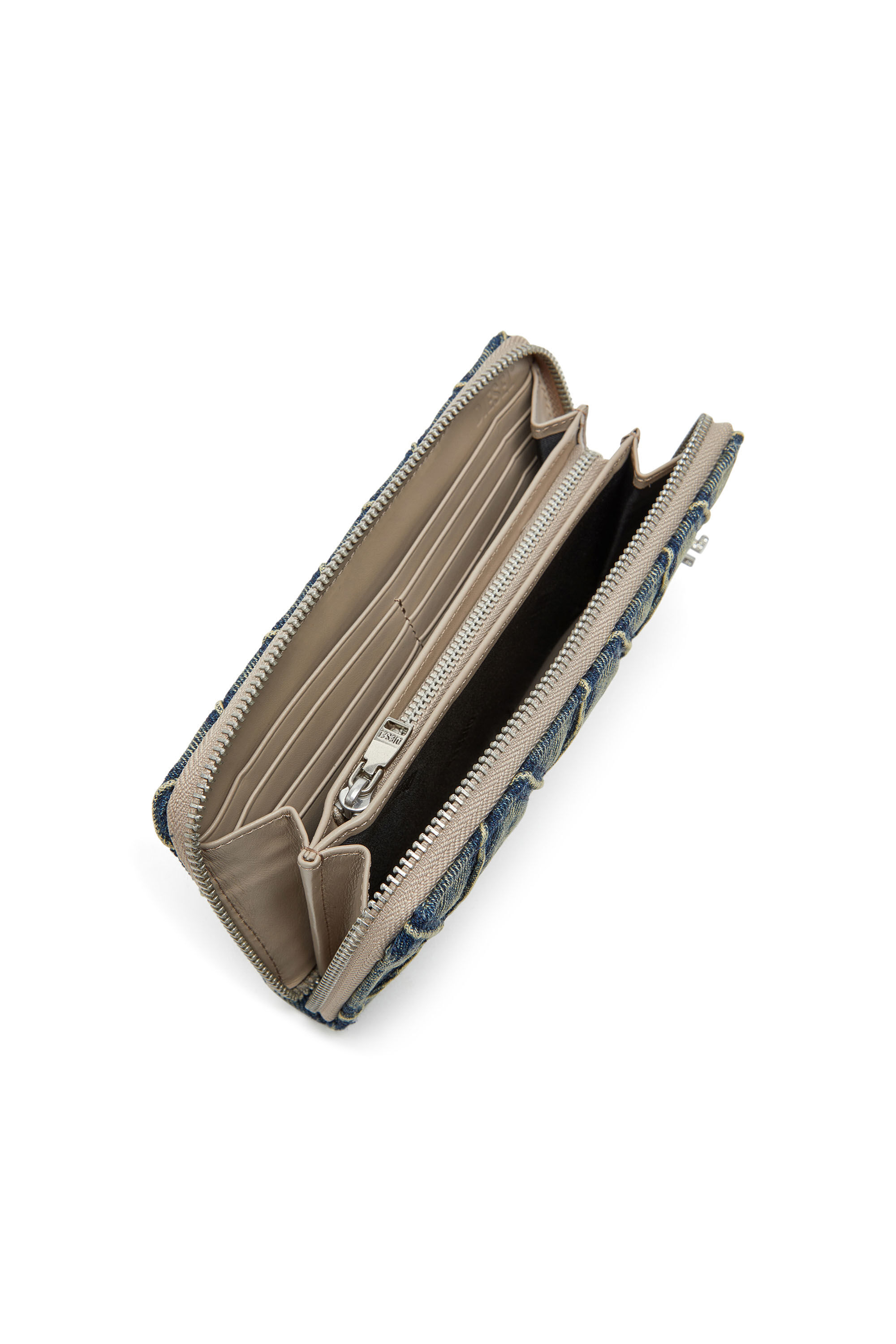 Women's Zip wallet in Argyle quilted denim | Blue | Diesel