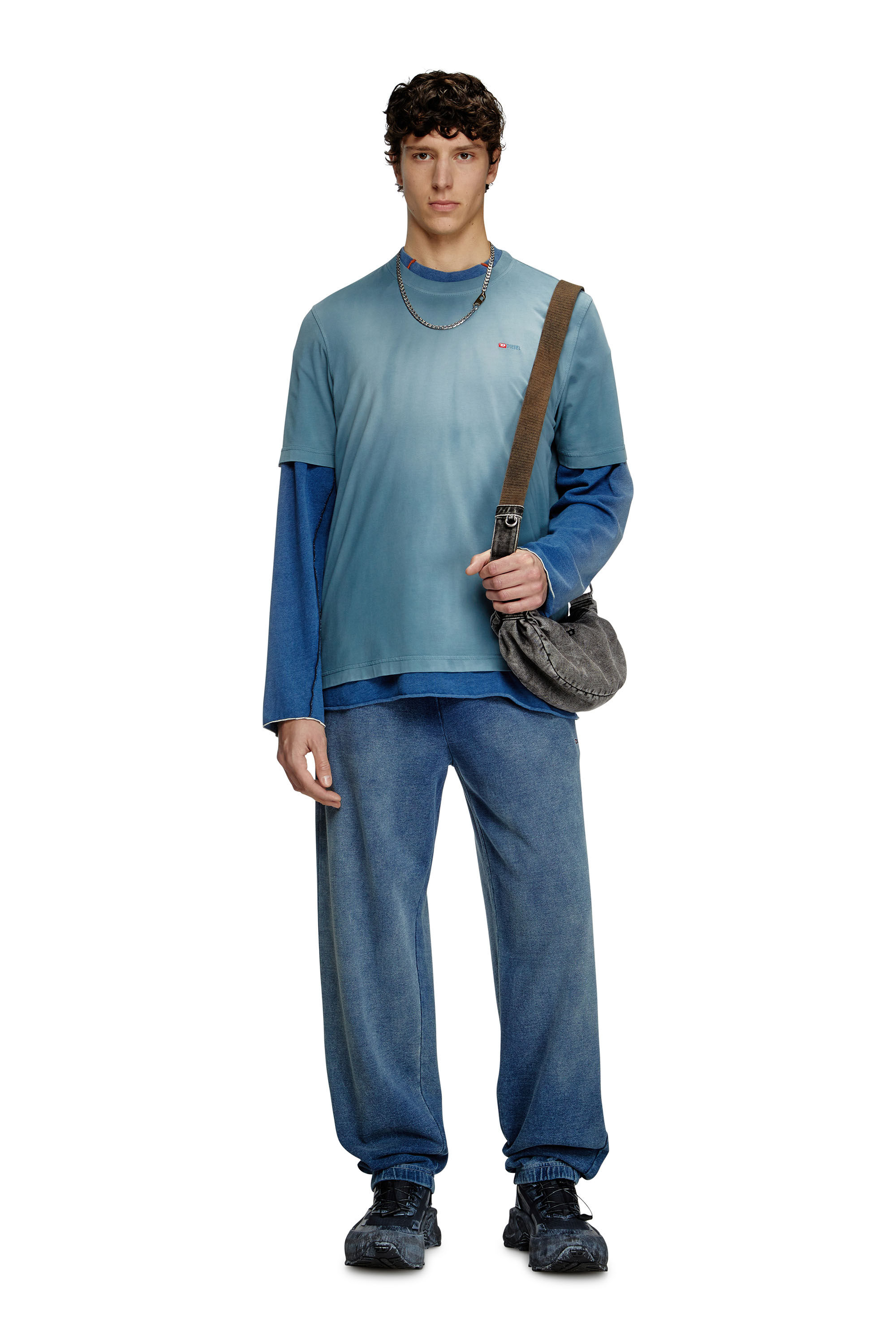 Men's Rave-Small crossbody bag in faded denim | Black | Diesel