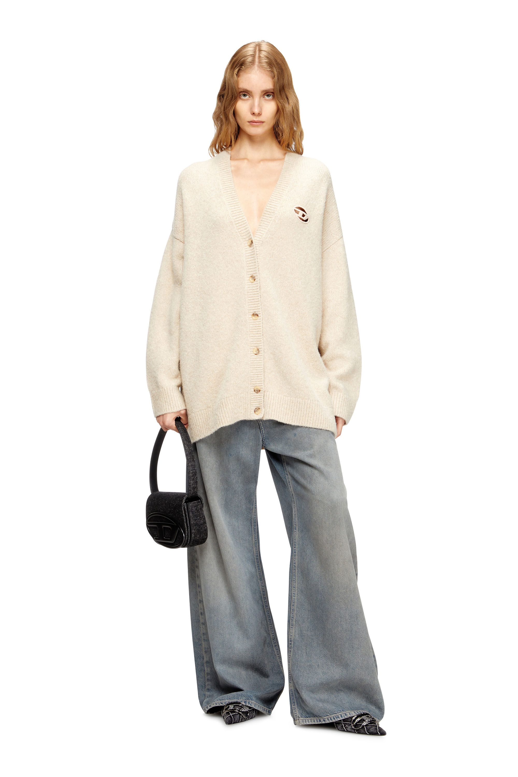 Diesel - M-AREELA, Woman's Cardigan in wool and alpaca blend in Beige - 1