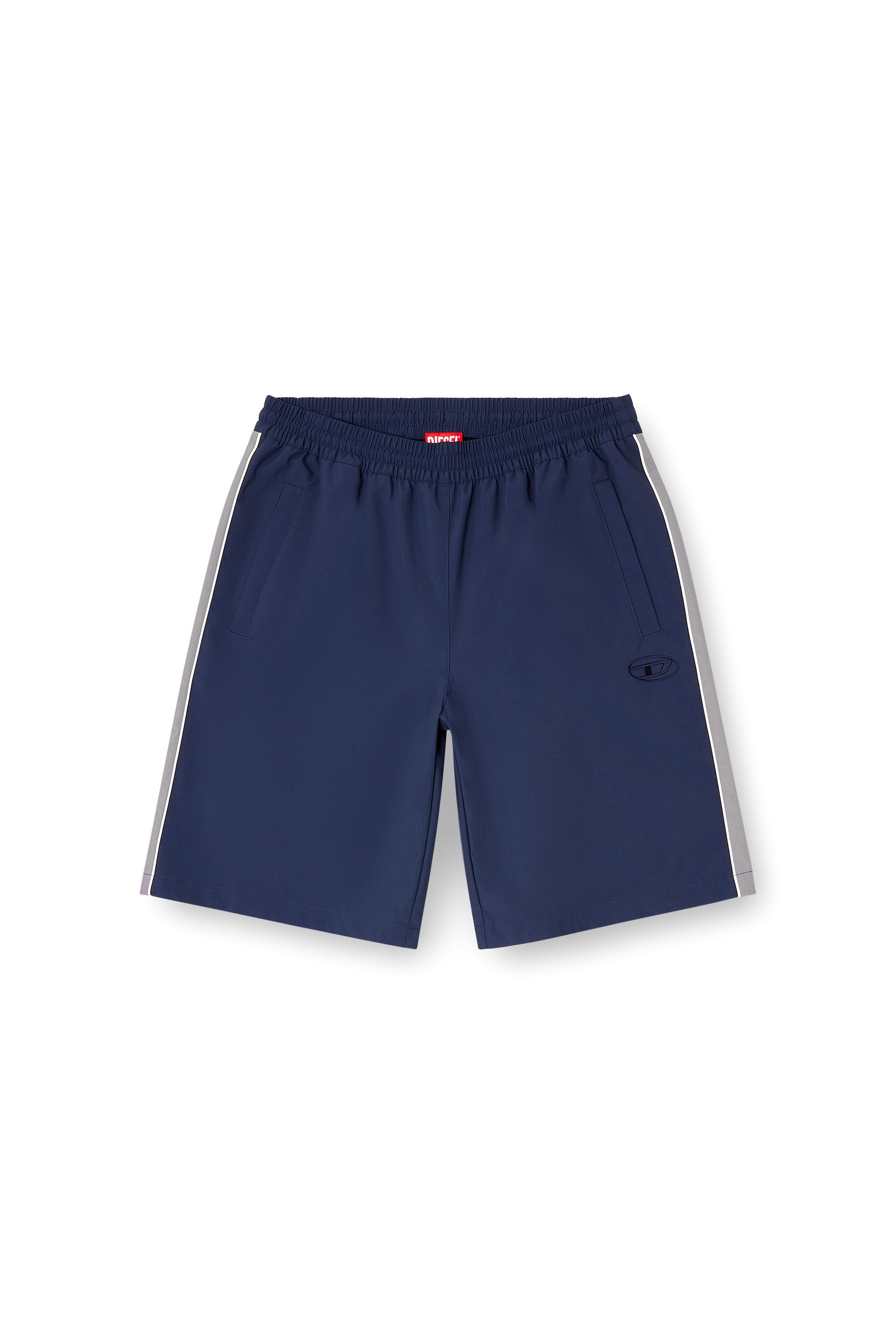 Diesel - P-HIVES-SHORT-DGAM, Man's Nylon shorts with contrast piping in Blue - 2