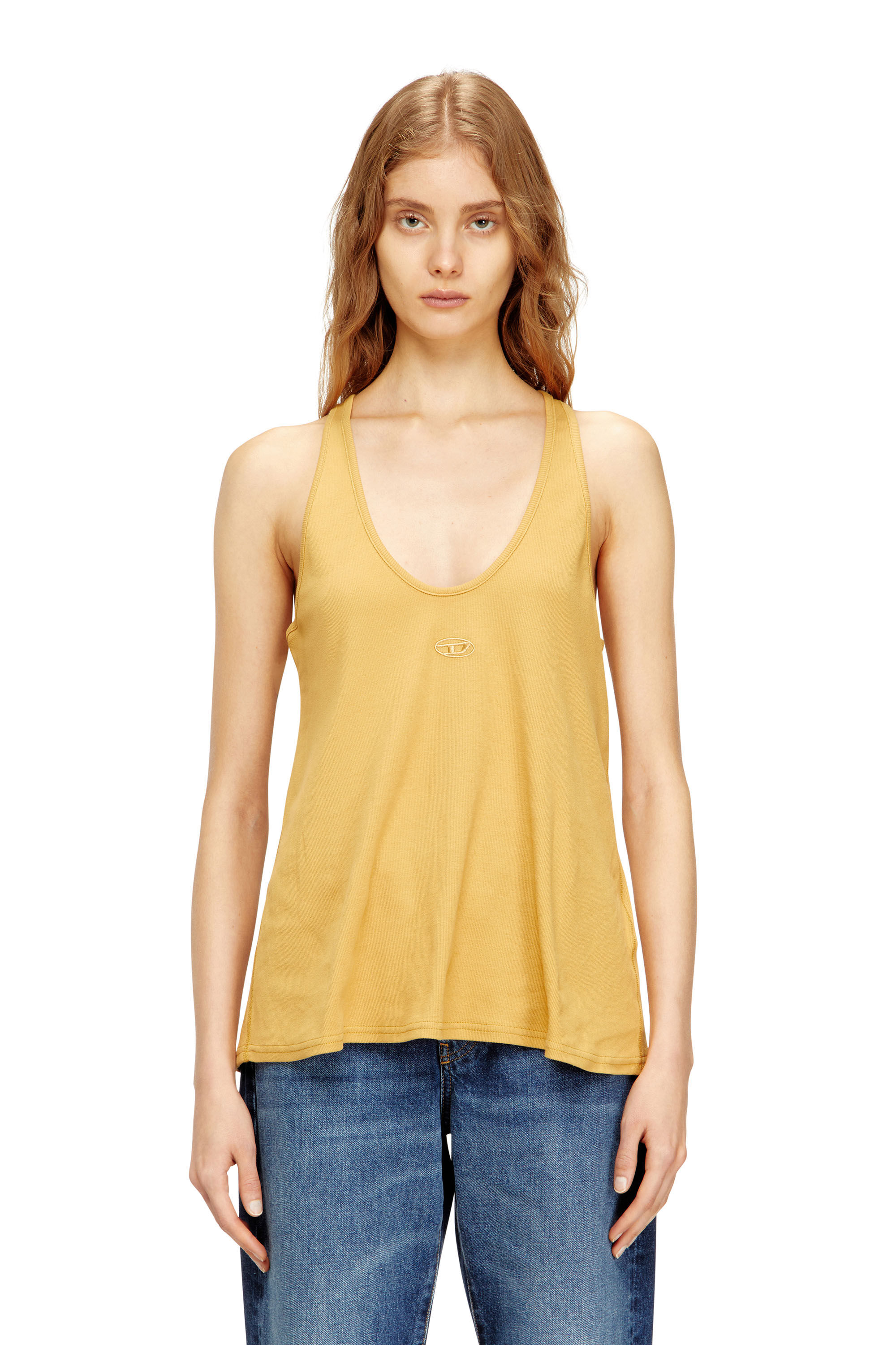 Diesel - T-IPSYA-LKDS, Woman's Ribbed tank top with Oval D in Orange - 3