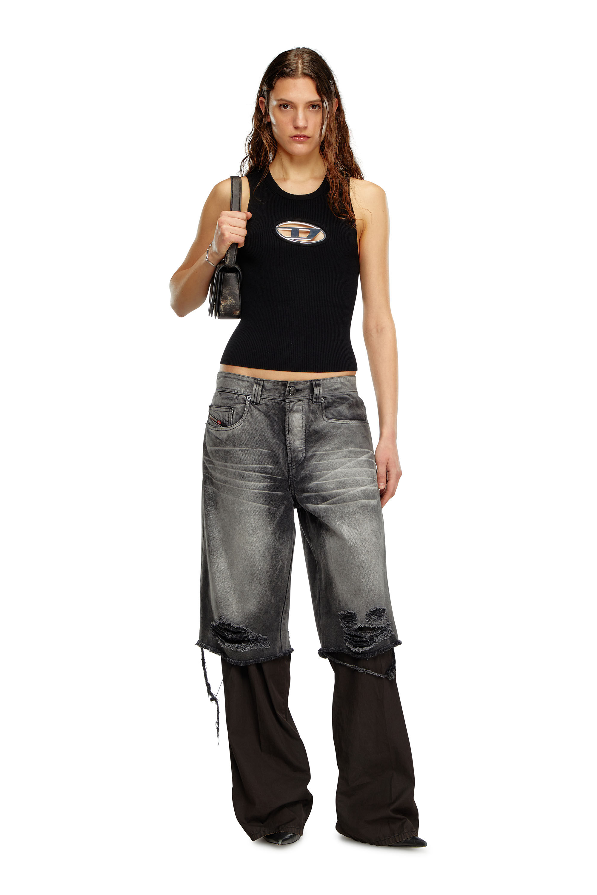 M-ONERVA-TOP Woman: Cut-out knit tank top, D logo plaque