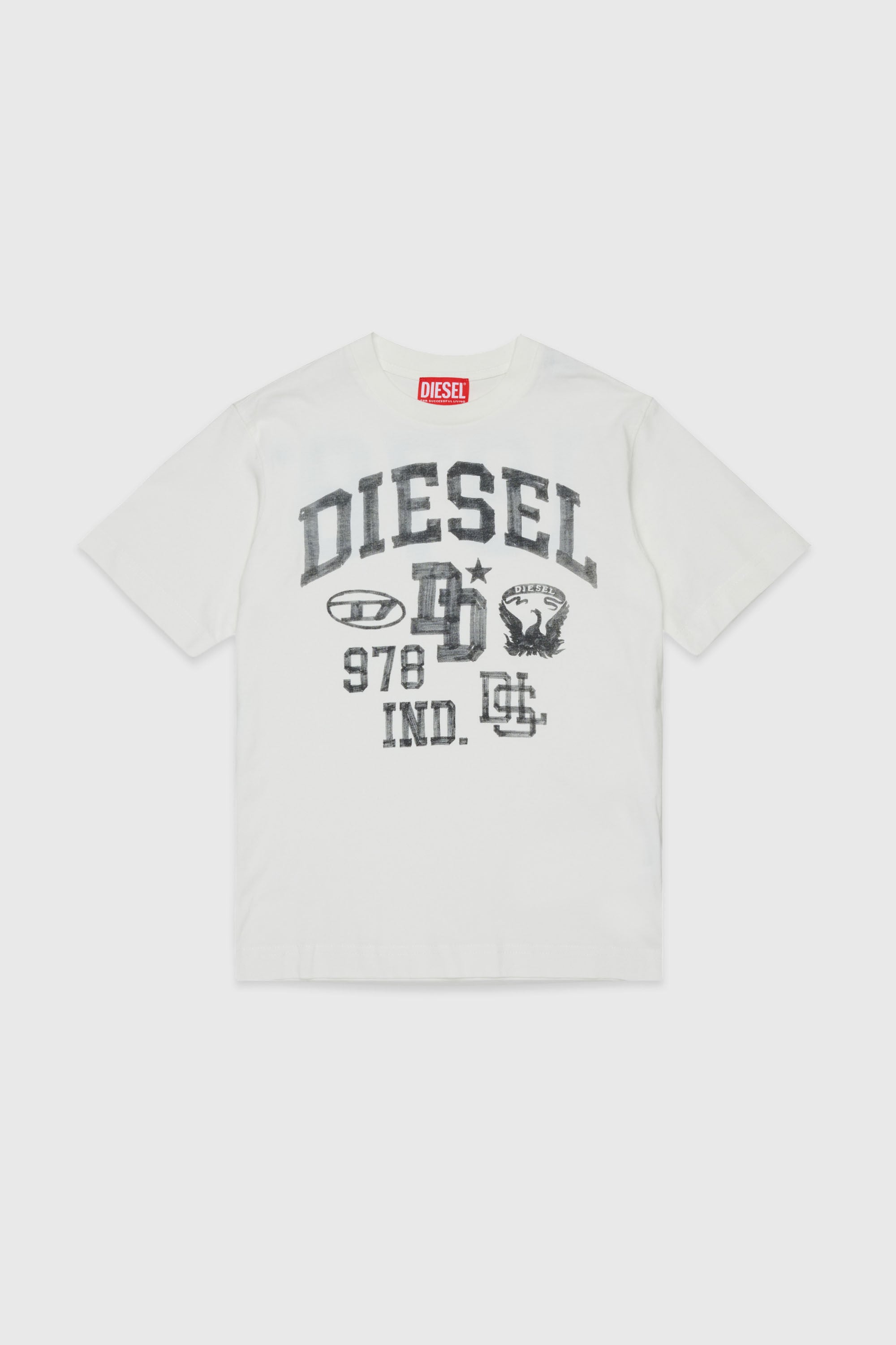 Diesel - TBAND OVER, Man's Cotton T-shirt with varsity graphics in White - 1