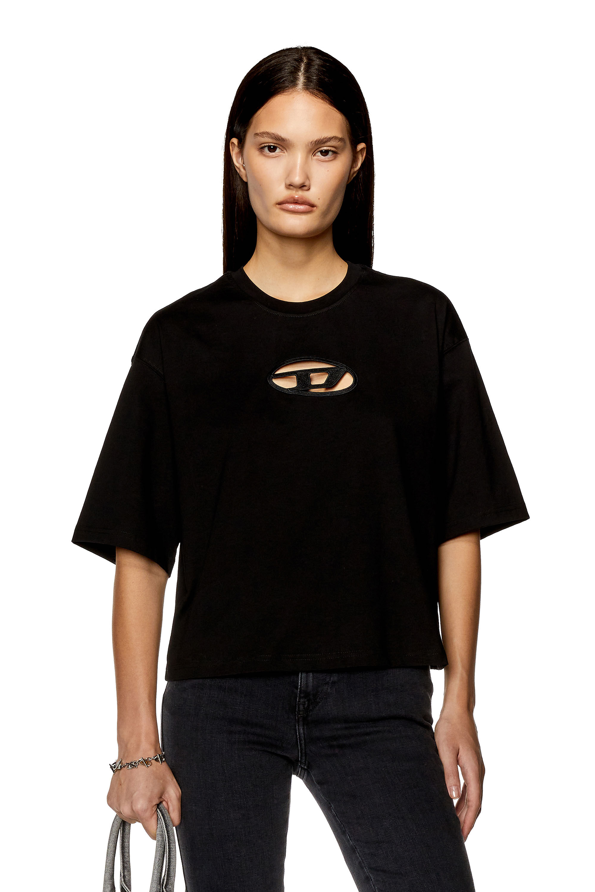 激安！特価品 Boxy Women's T-shirt Diesel | Black | D embroidered with トップス