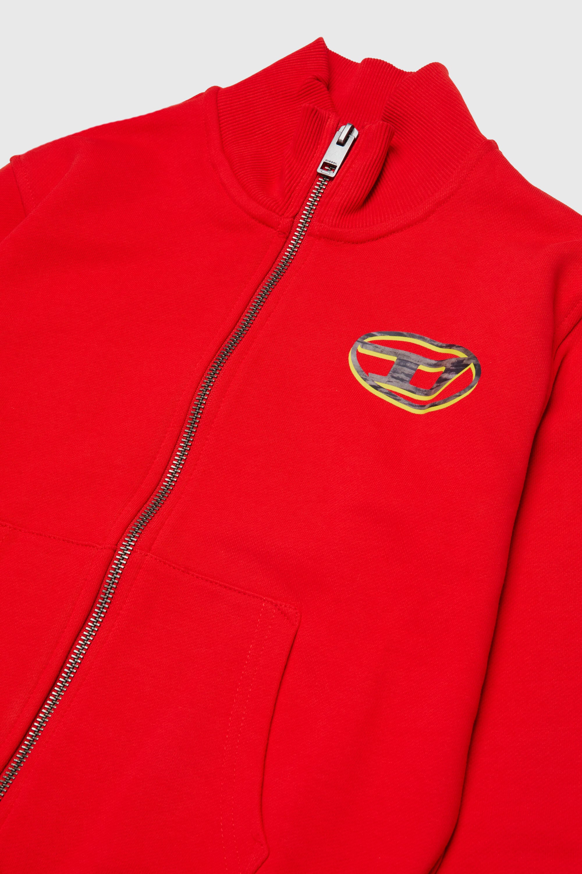 Diesel - SVELLYZIP OVER, Man's Zip-up sweatshirt with two-tone Oval D print in Red - 3