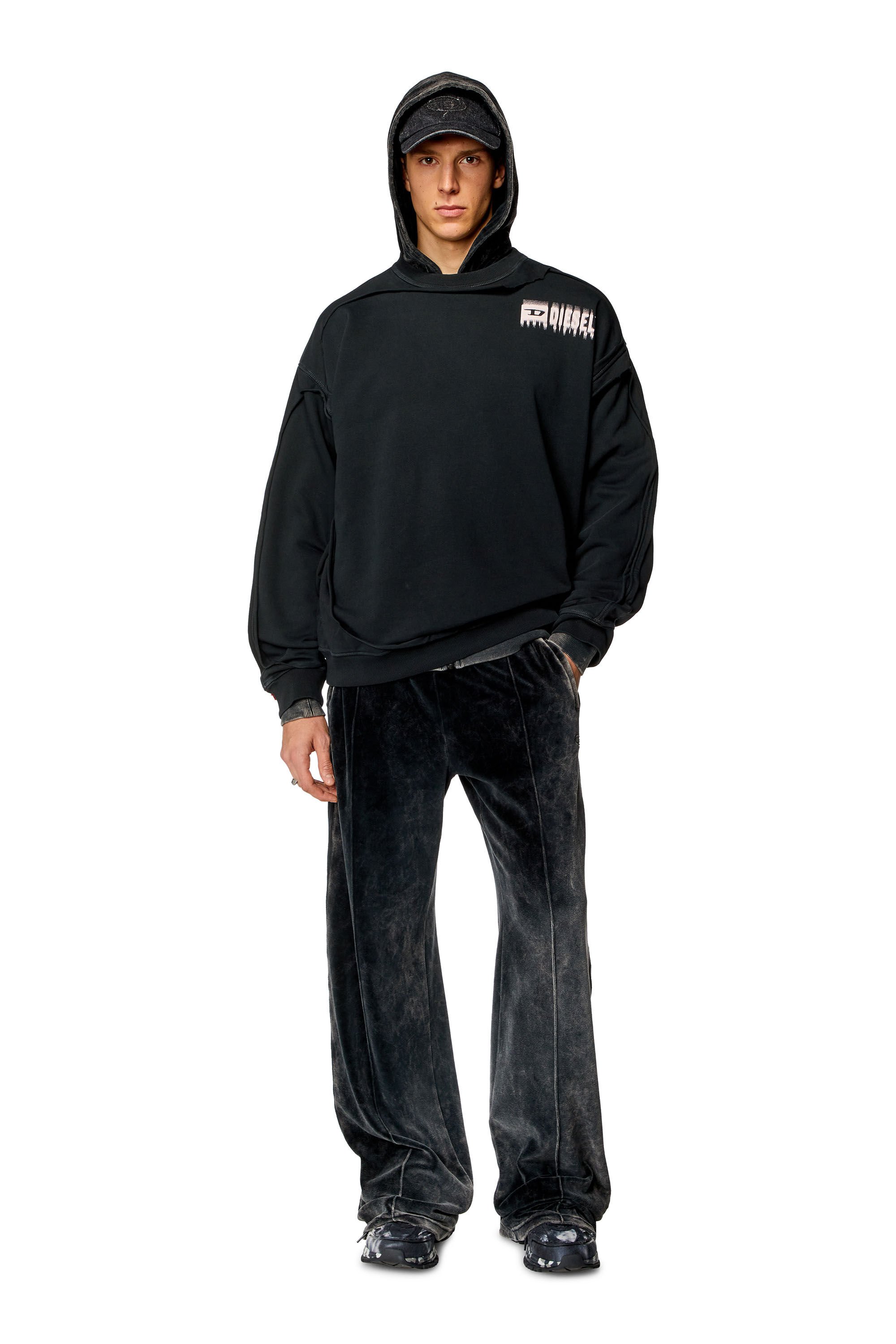 Diesel - S-BOXT-DBL, Man Sweatshirt with peel-off effect in Black - Image 1