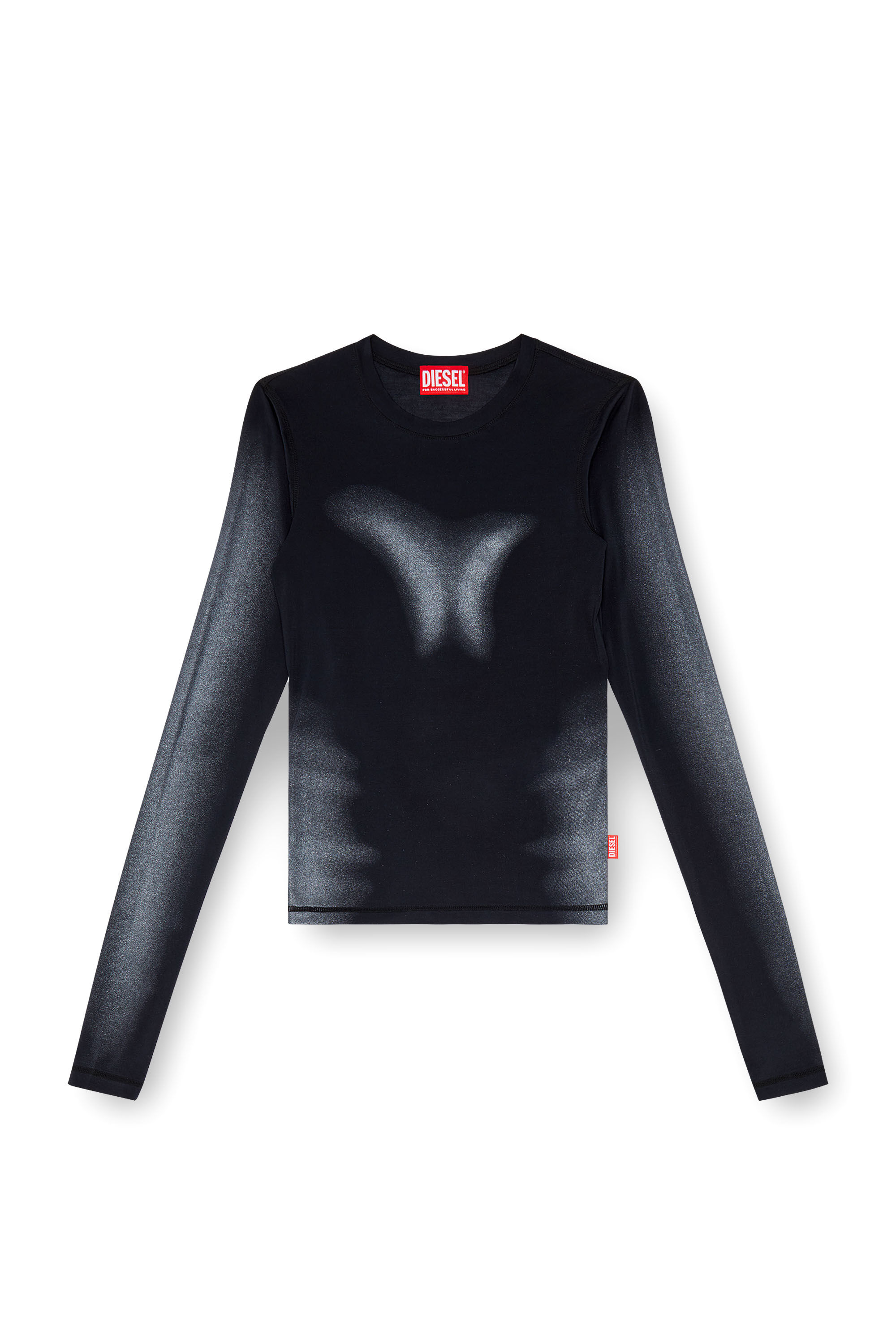 Diesel - T-ILON, Woman's Long-sleeve T-shirt with metallic effects in Black - 2