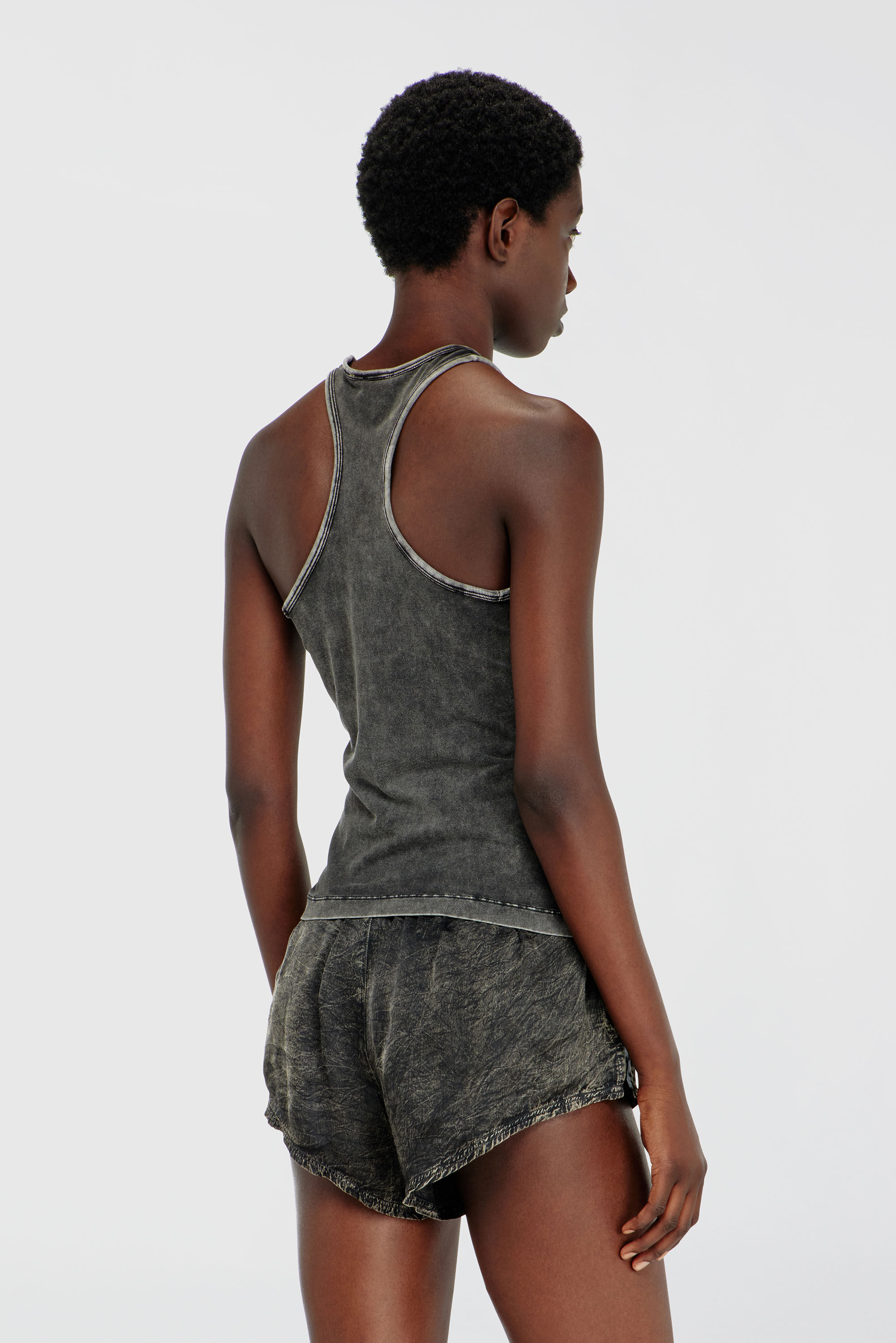 Diesel - IRENE-DNM, Woman's Cotton tank top with treated effect in Dark grey - 4