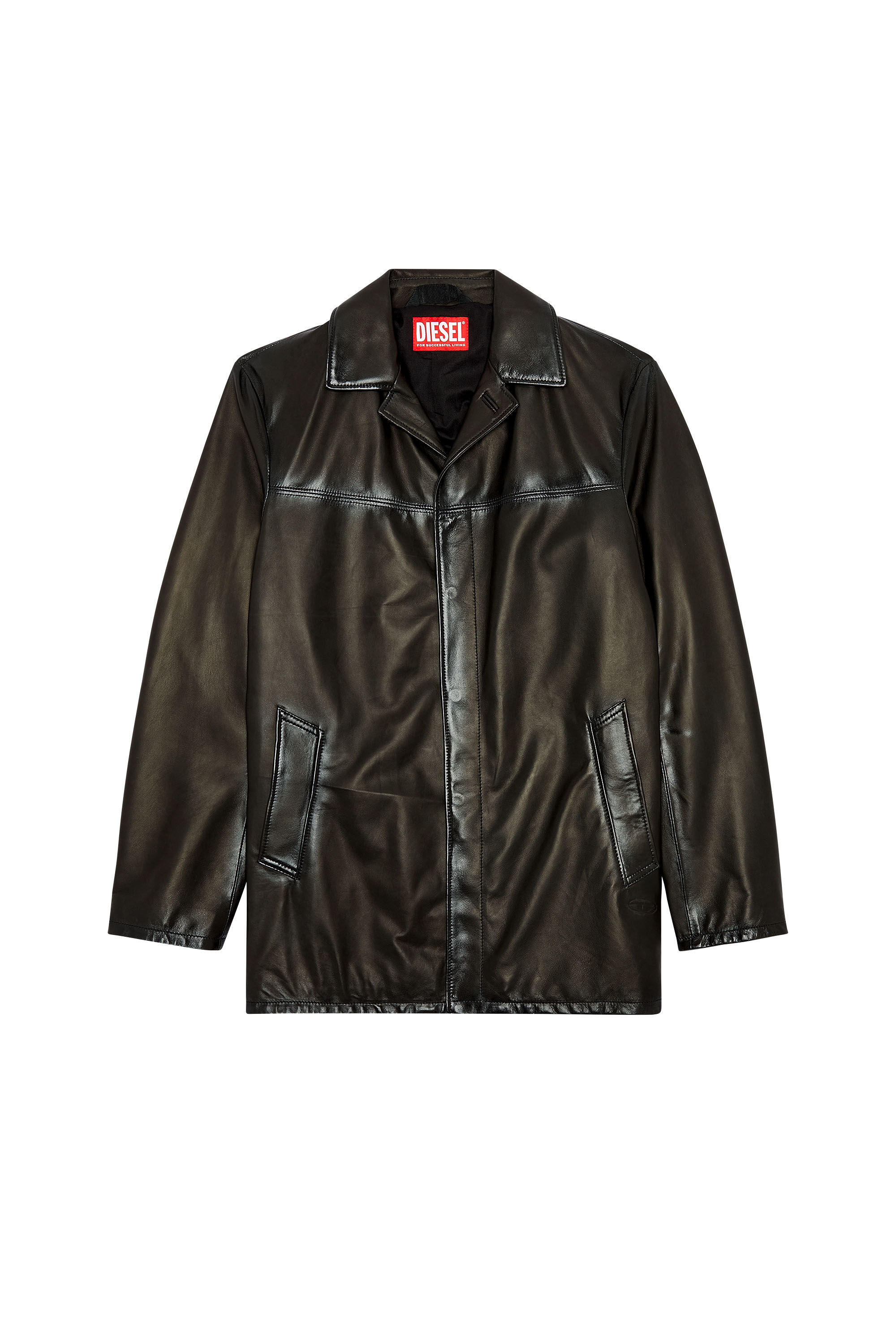 Diesel - L-NICO, Man's Leather jacket with sprayed seams in Black - 2