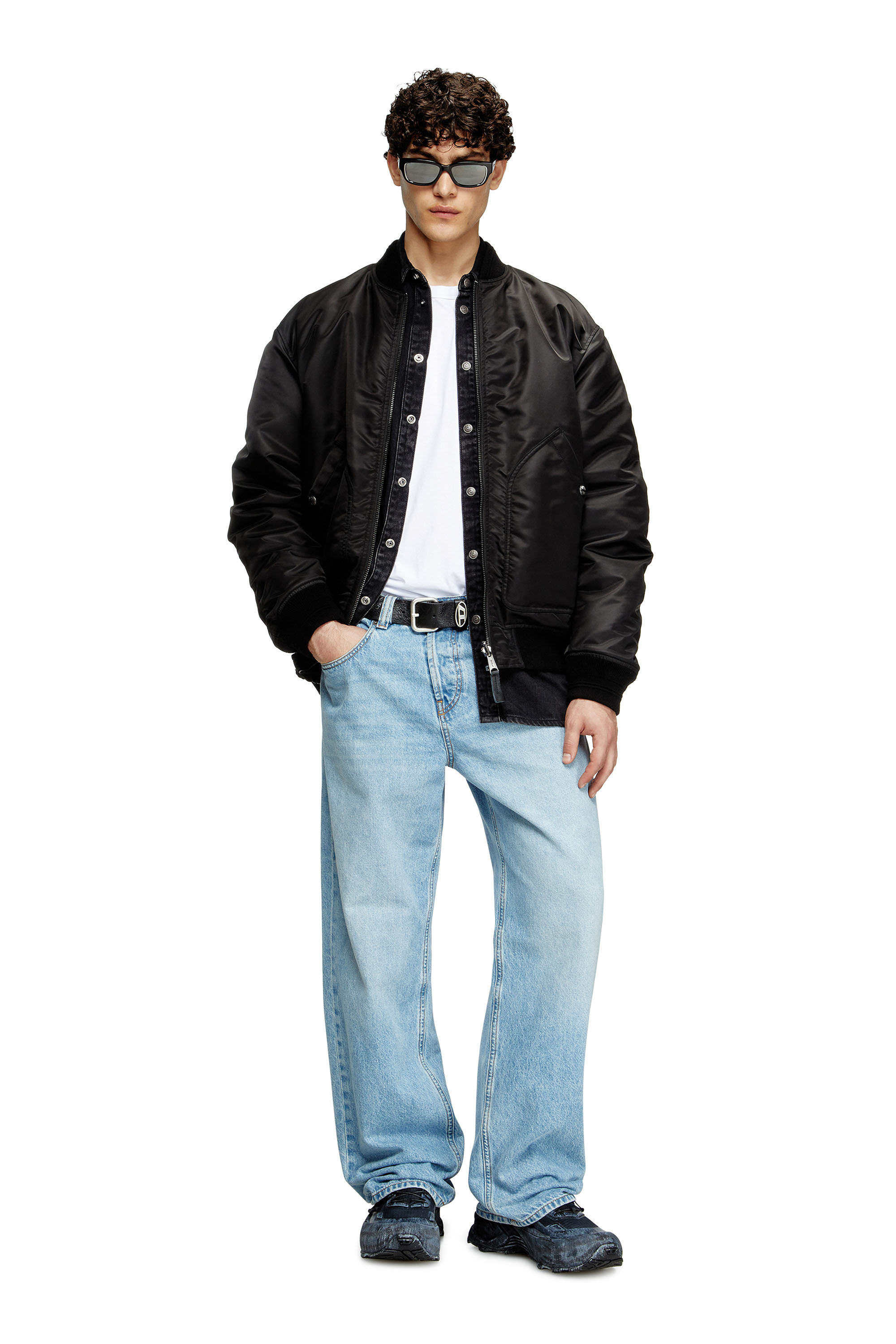 Men's Bomber jacket in padded nylon with Oval D | Black | Diesel LU