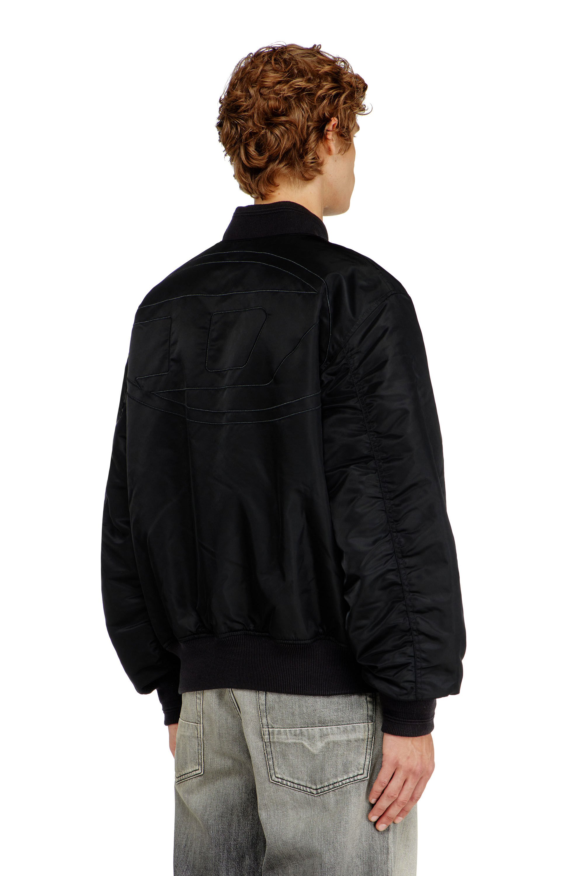 Men's Padded bomber jacket with Oval D embroidery | Black | Diesel LU