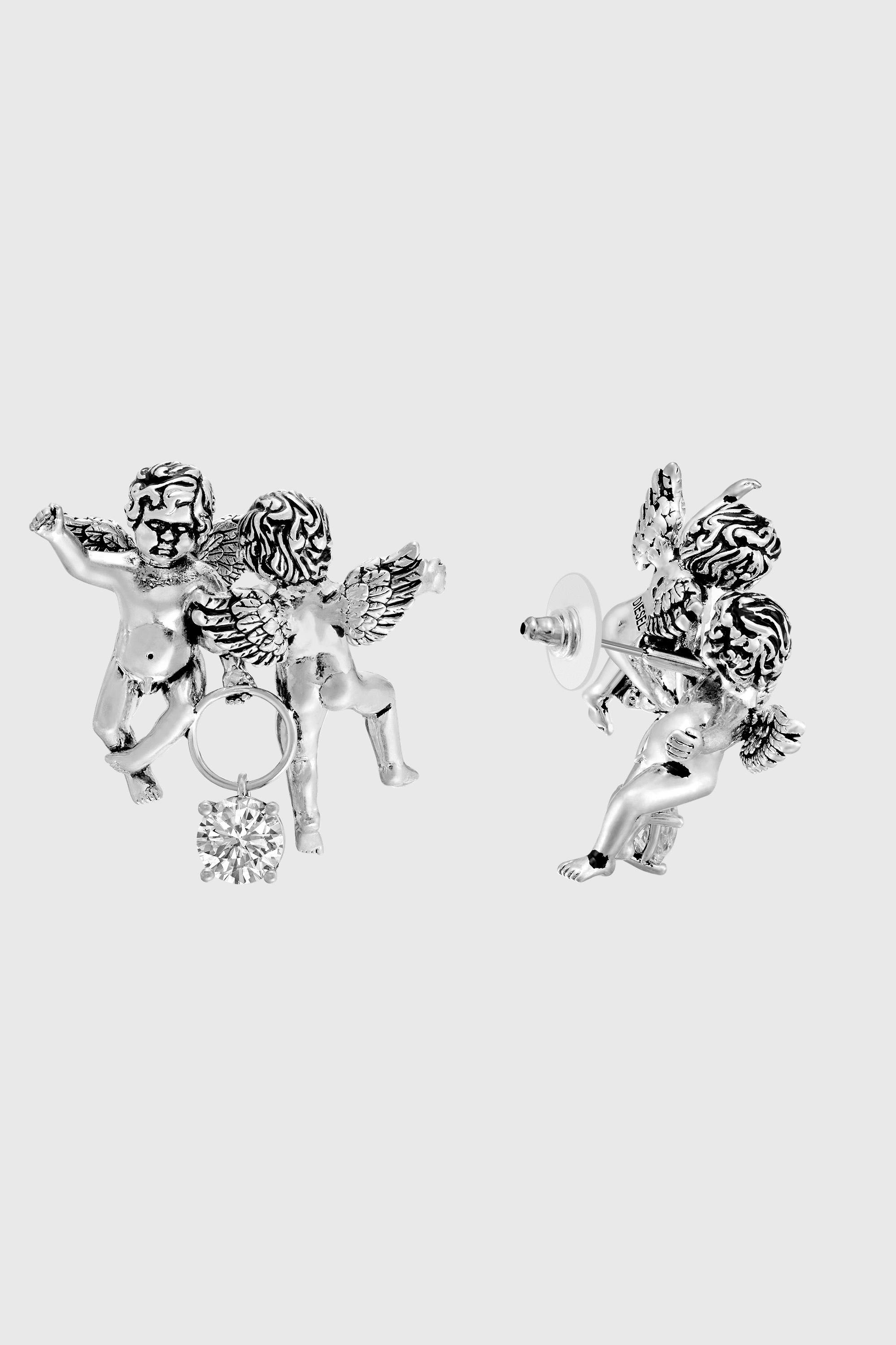 Diesel - DX1753040, Unisex's Silver-tone angel drop earrings in Silver - 3