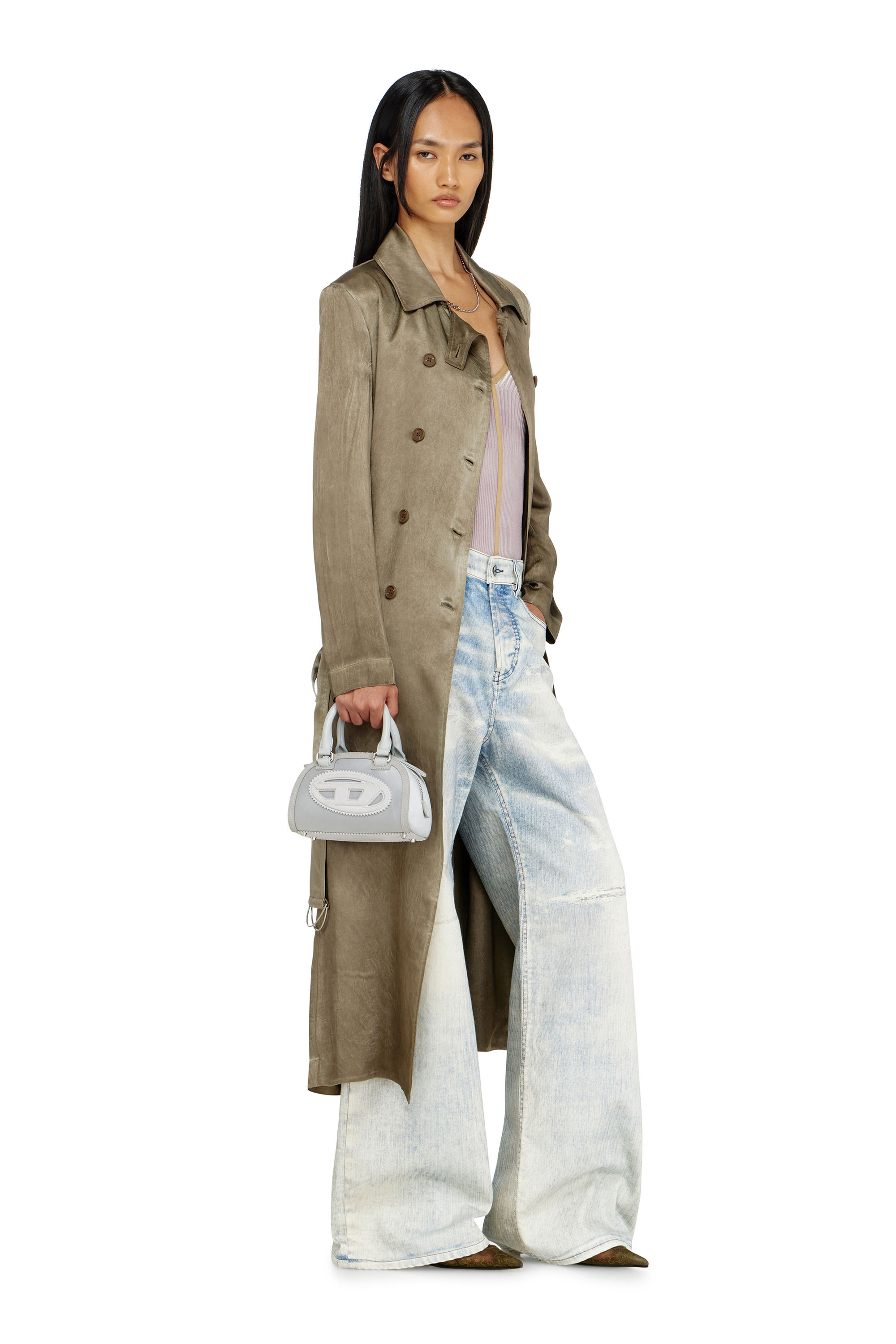 Diesel - G-LADES, Woman's Trench coat in wrinkled satin in null - 2