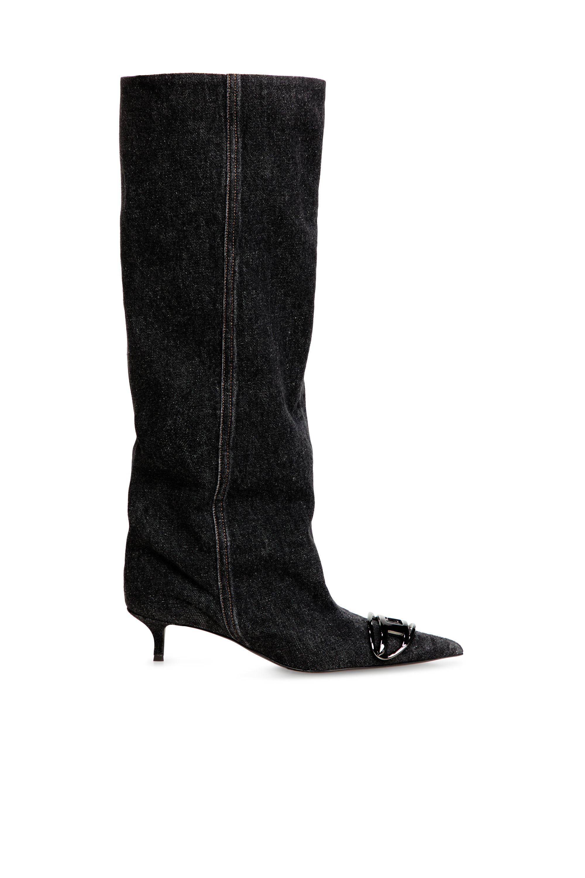 Diesel - D-VENUS KB SLOUCHY, Woman's D-Venus-Slouchy knee-high boot in denim in Black - 1