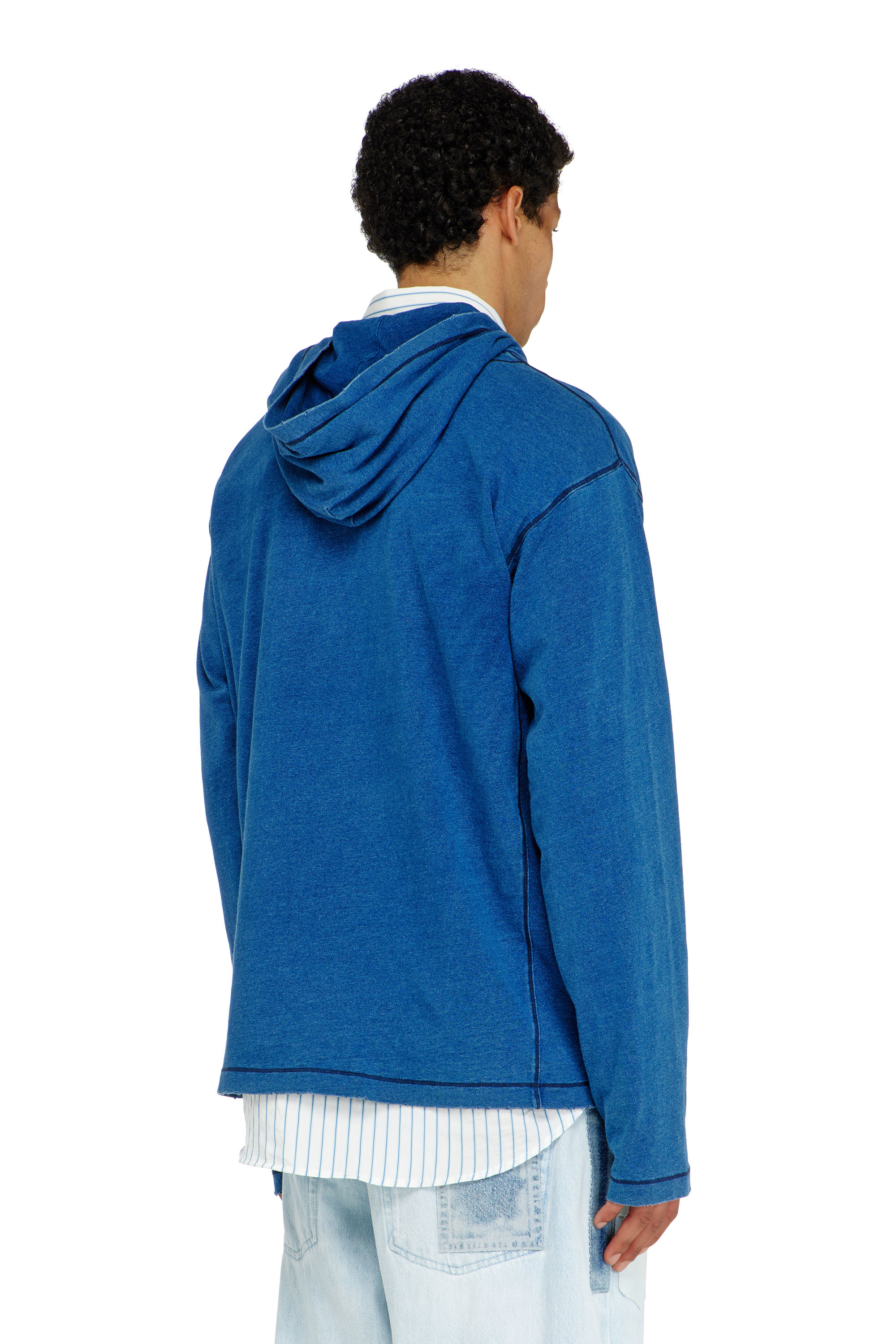 Diesel - T-NOX-LS-HOOD, Man's Hooded long-sleeve T-shirt with shadow-effect patches in null - 4