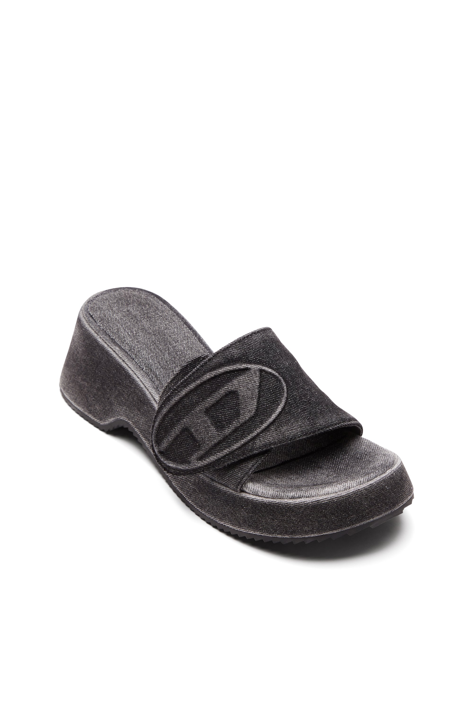 Diesel - SA-OVAL D PF W, Woman's Sa-Oval D-Denim slide sandals with Oval D strap in Black - 6