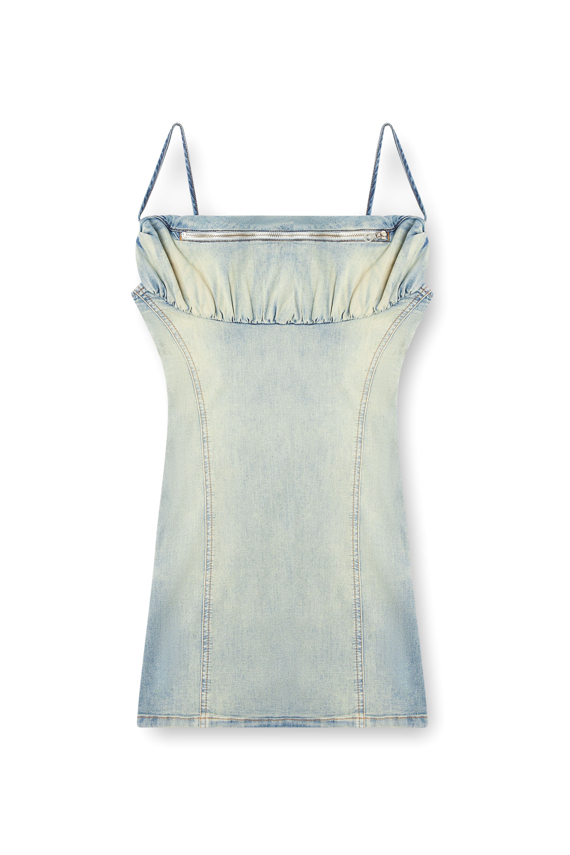 Diesel - DE-ELLIT-S, Woman's Denim dress with belt bag detailing in Light Blue - 3