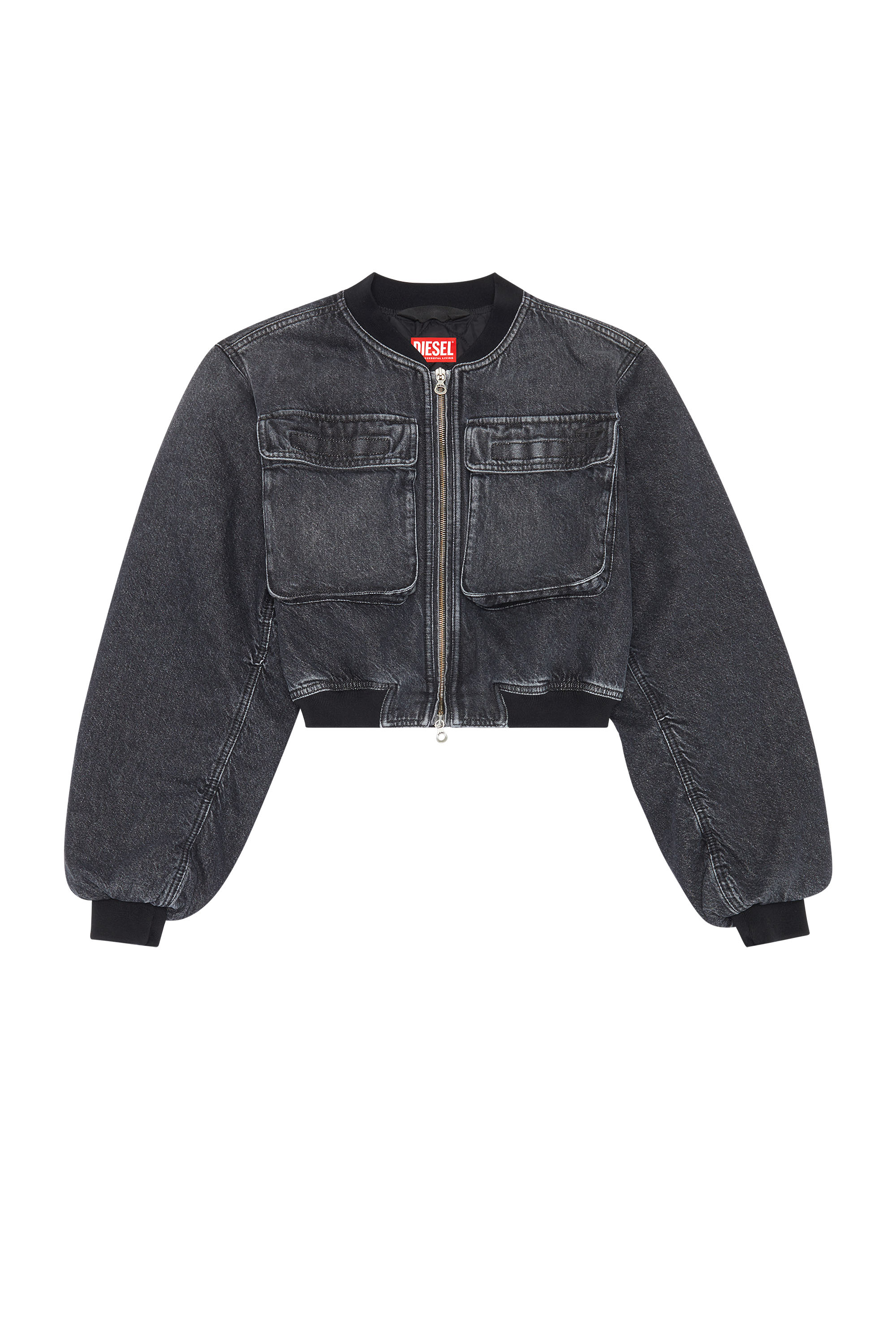 Diesel - DE-KHLO-S, Woman's Cropped jacket in fix denim in Black - 2